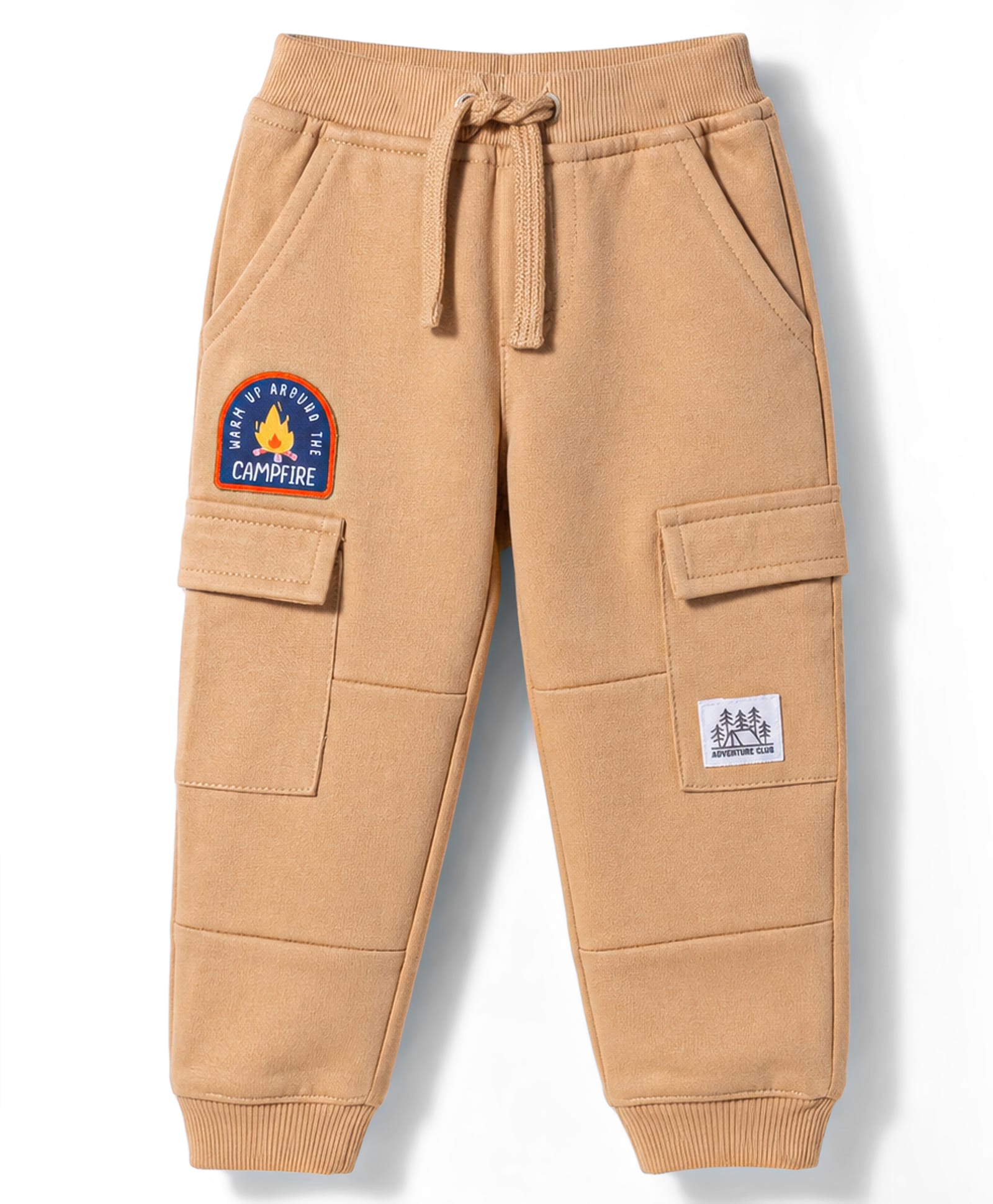 Babyhug Cotton Terry Knit Full Length Lounge Pant with Badge- Cream-picture-14