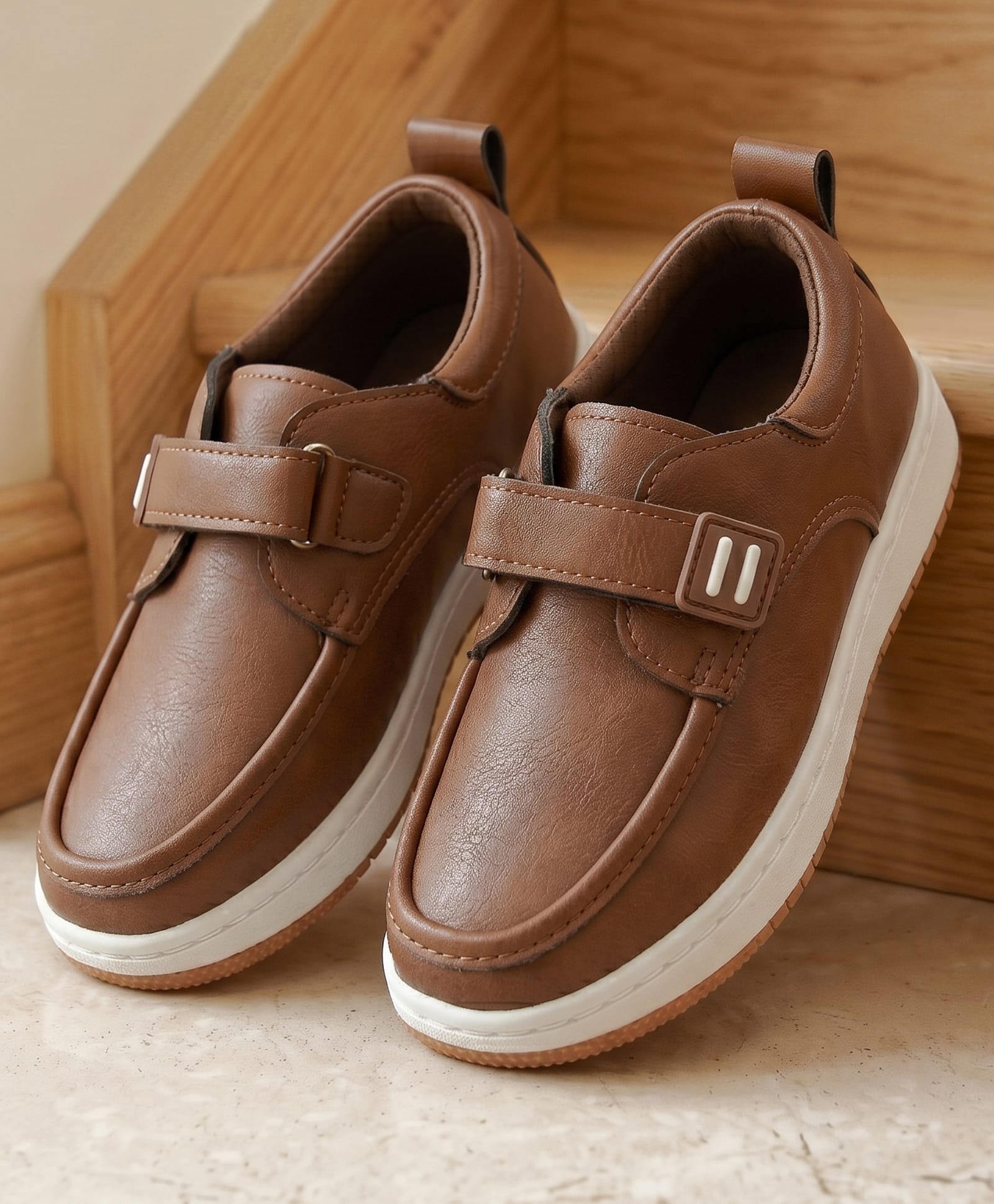Cute Walk by Babyhug Velcro Closure Solid Loafers - Tan