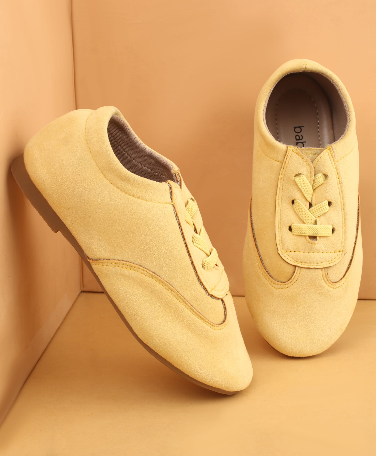 Babyoye Lace Up Closure Party Wear Solid Shoes - Yellow-picture-19