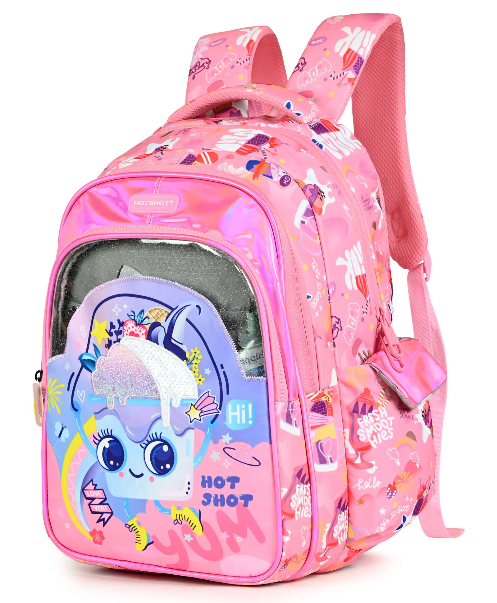 Hotshot Height 17 Inches School Bag 30 L Water Resistant Backpack with Cool Skake Print - Pink-image-2