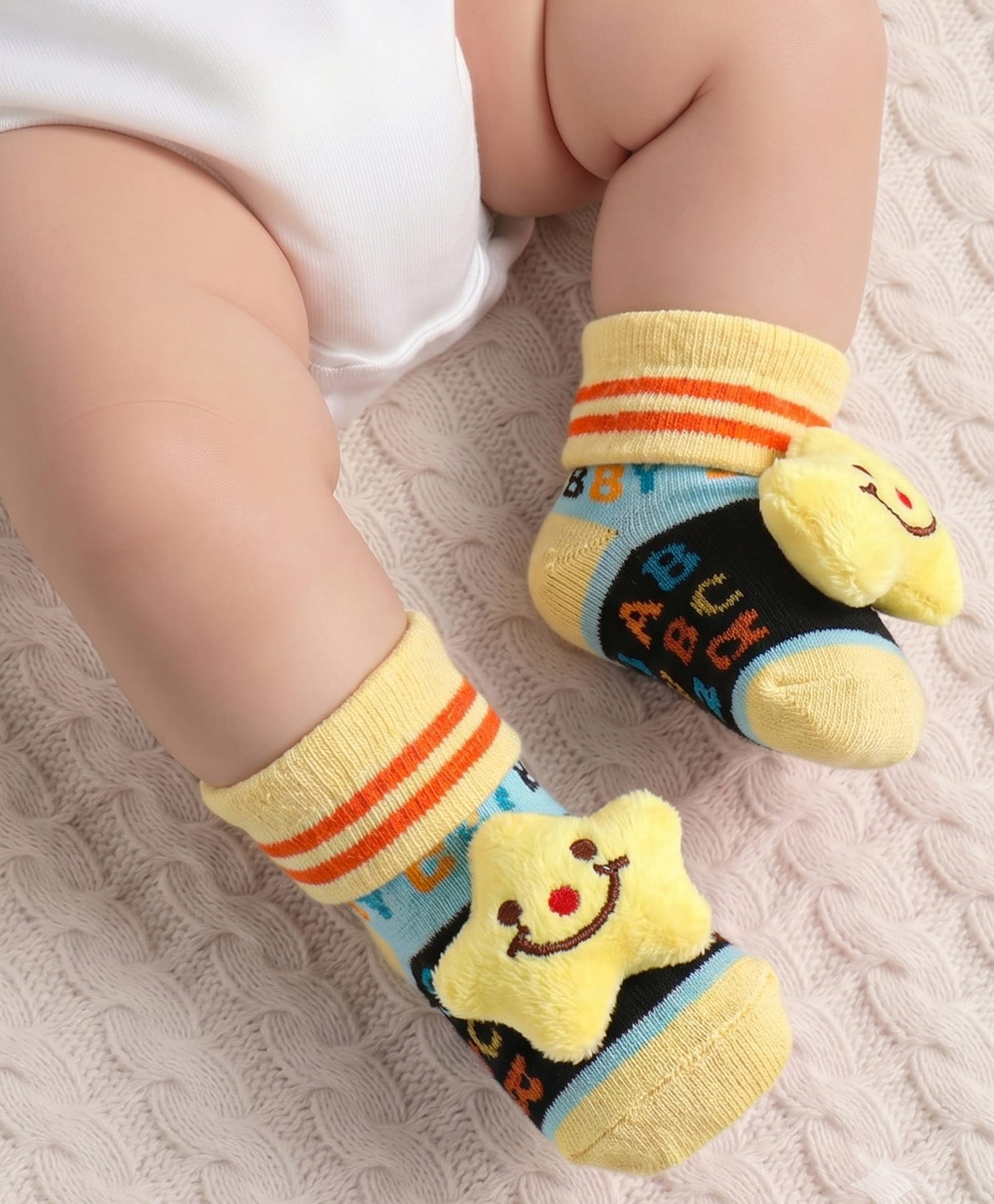 Cute Walk by Babyhug Sock Shoes with AbC Design & Star Applique - Multicolor-image-33