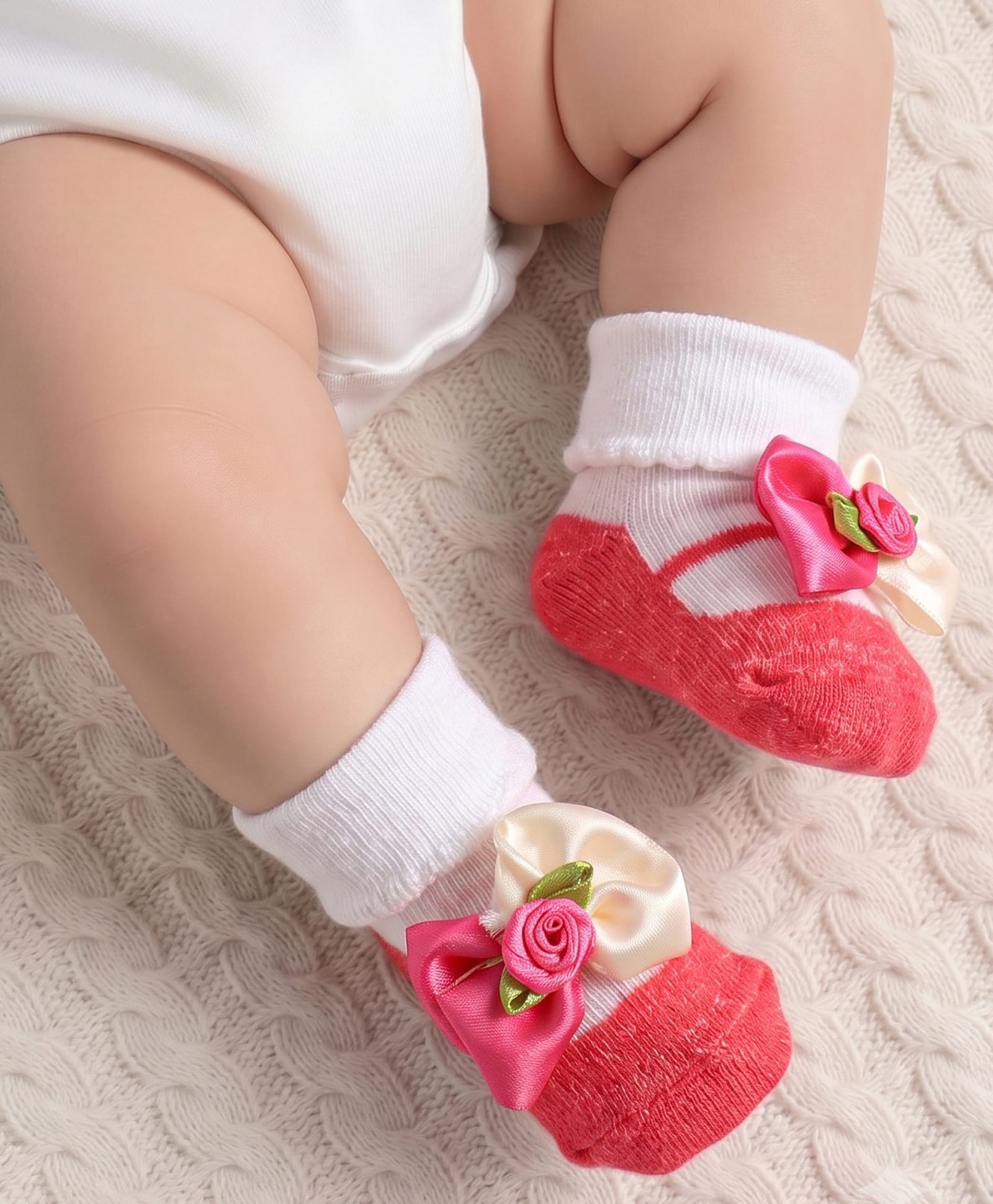 Cute Walk by Babyhug Sock Shoes with Floral Applique - Multicolor-picture-11