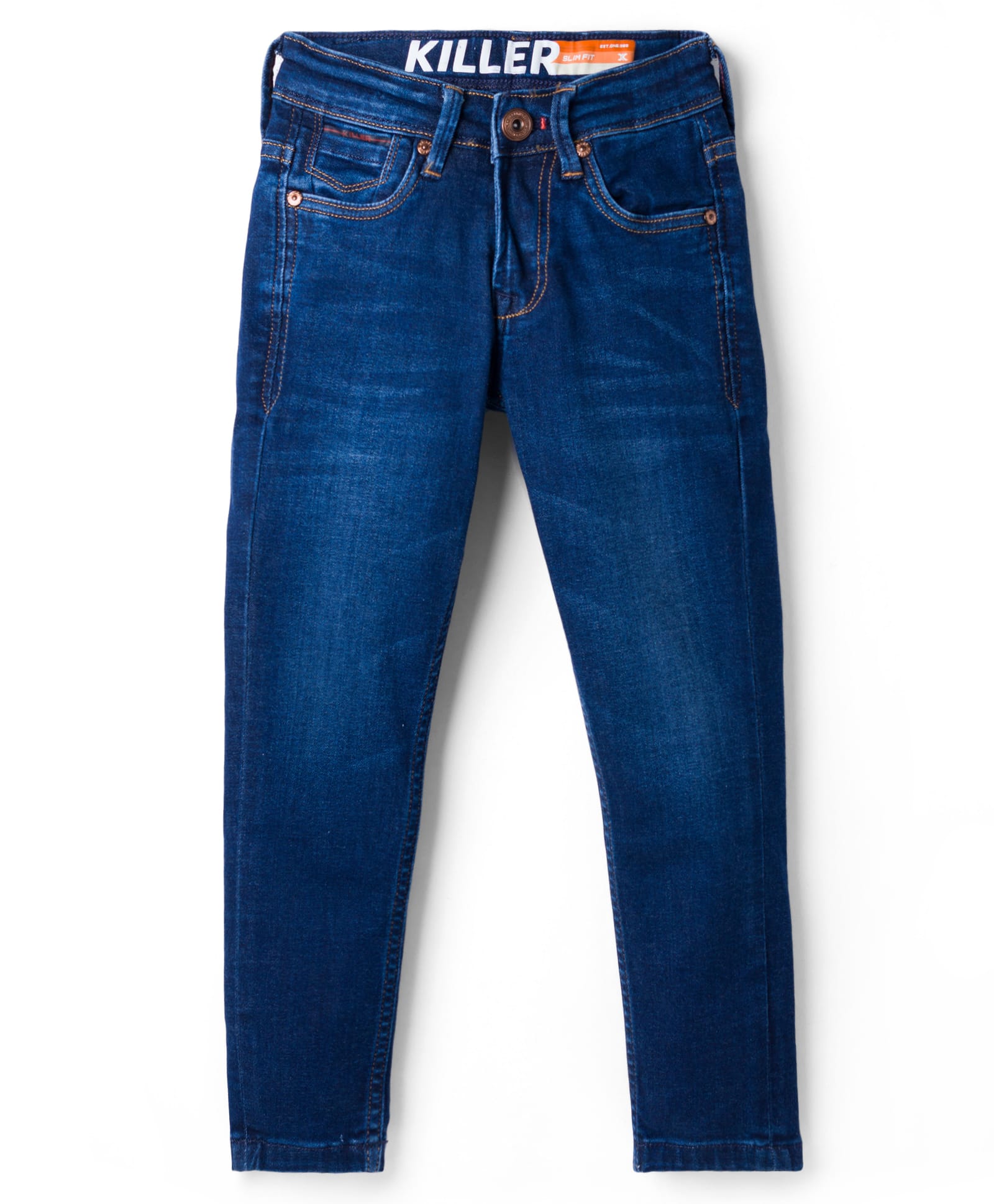 Junior Killer Cotton Spandex Woven Full Length Solid Color Slim Fit Jeans with Stretch - Blue-picture-23