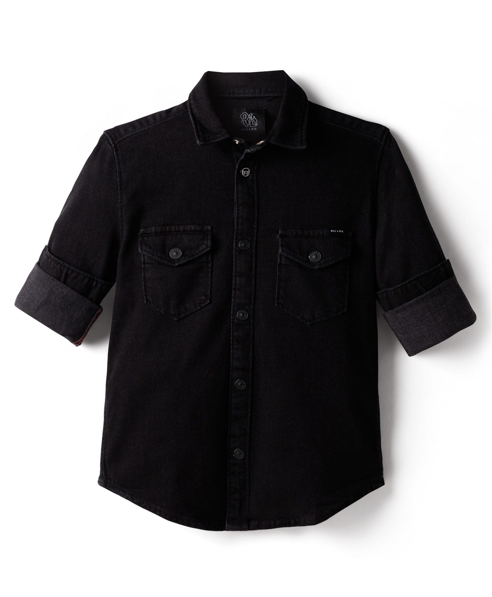 Junior Killer Cotton Woven Full Sleeves Solid Color Shirt - Black-picture-32