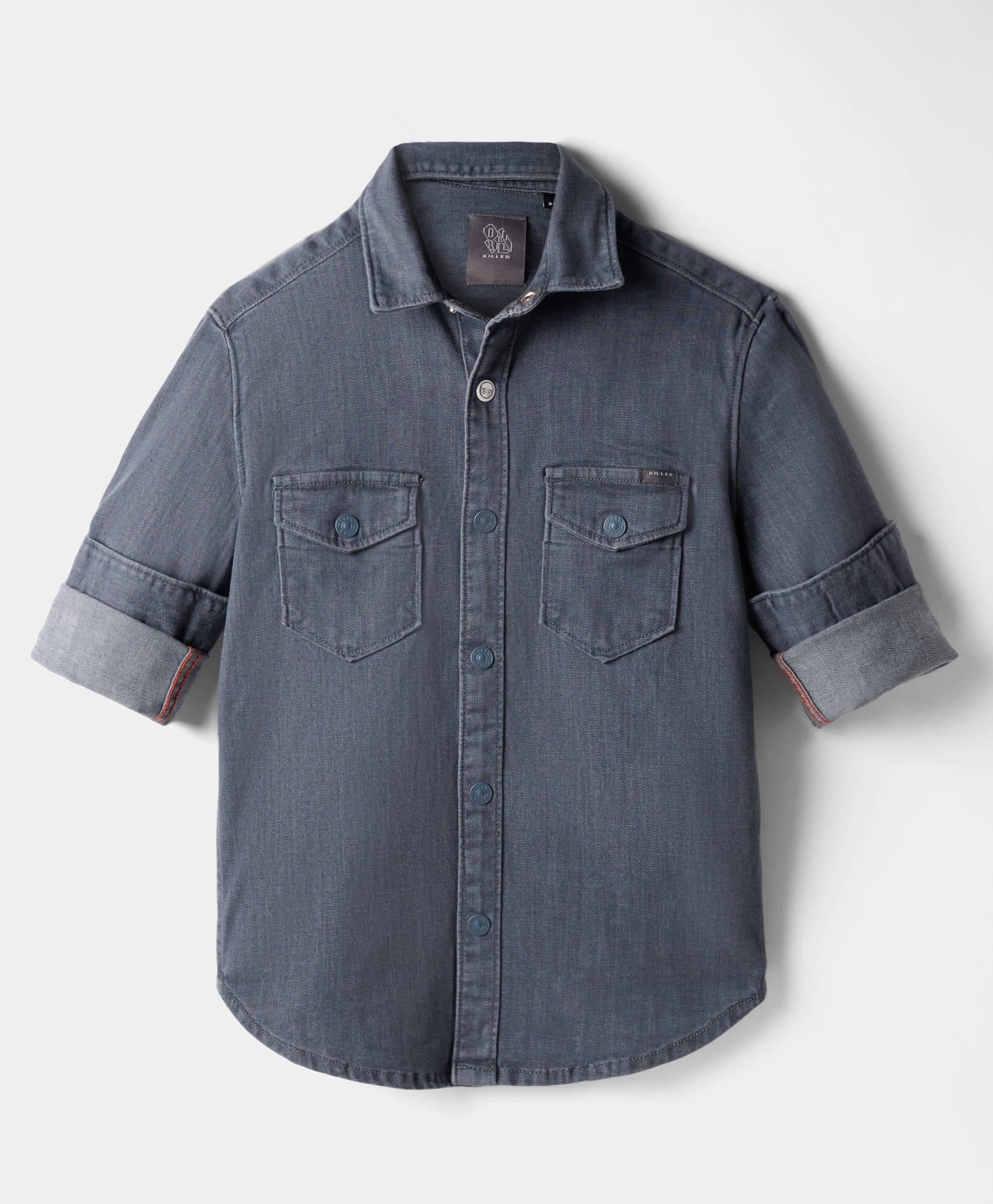Junior Killer Cotton Woven Full Sleeves Solid Color Shirt - Grey-image-29