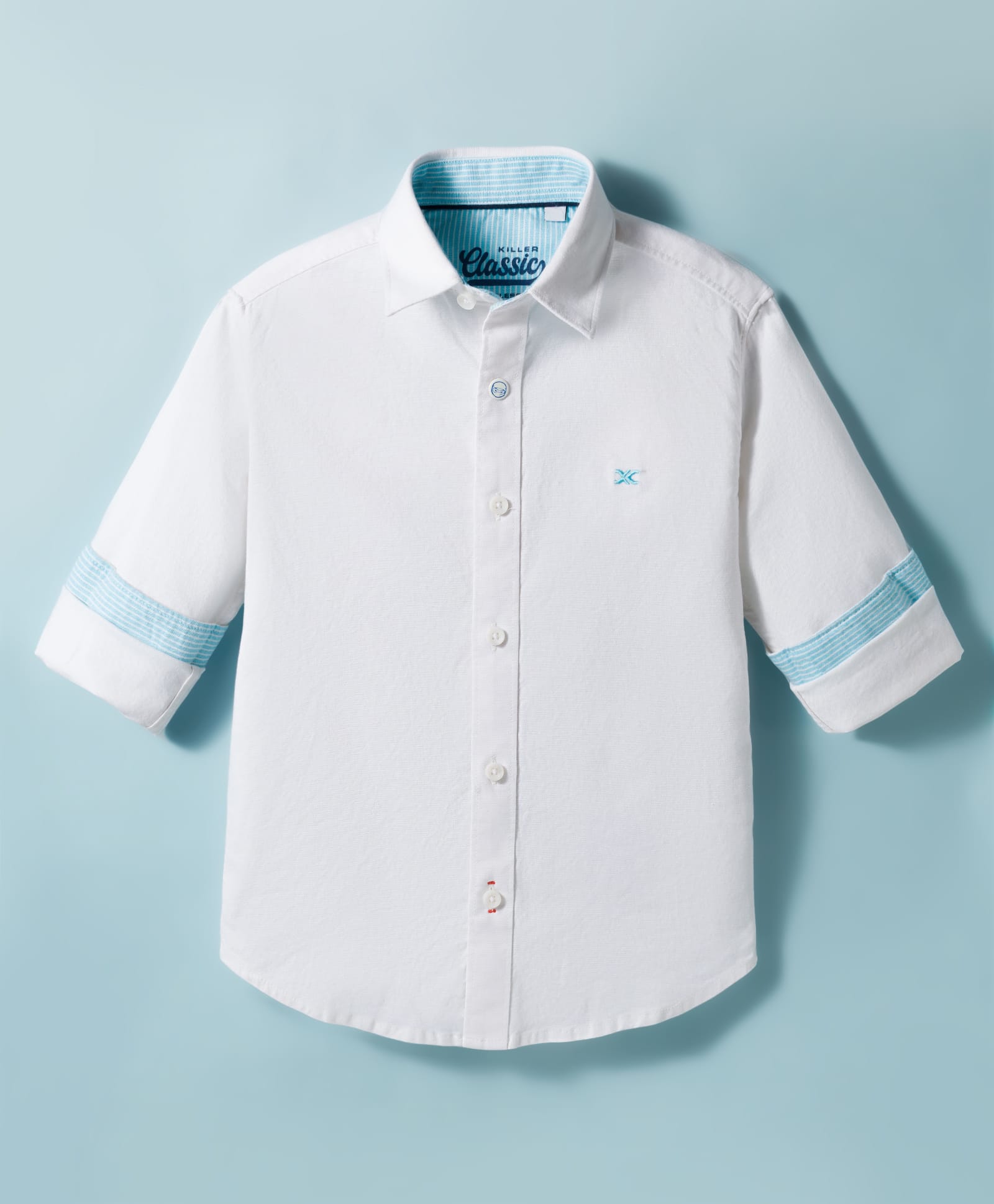 Junior Killer Cotton Woven Full Sleeves Solid Color Shirt - White-image-30