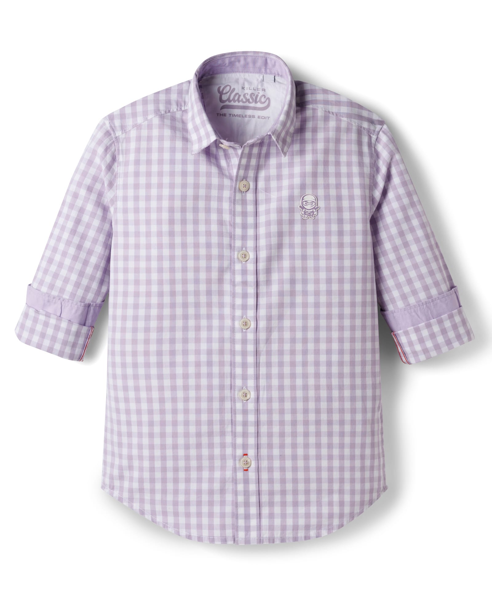 Junior Killer Cotton Woven Full Sleeves Checkered Shirt - Lilac-picture-15