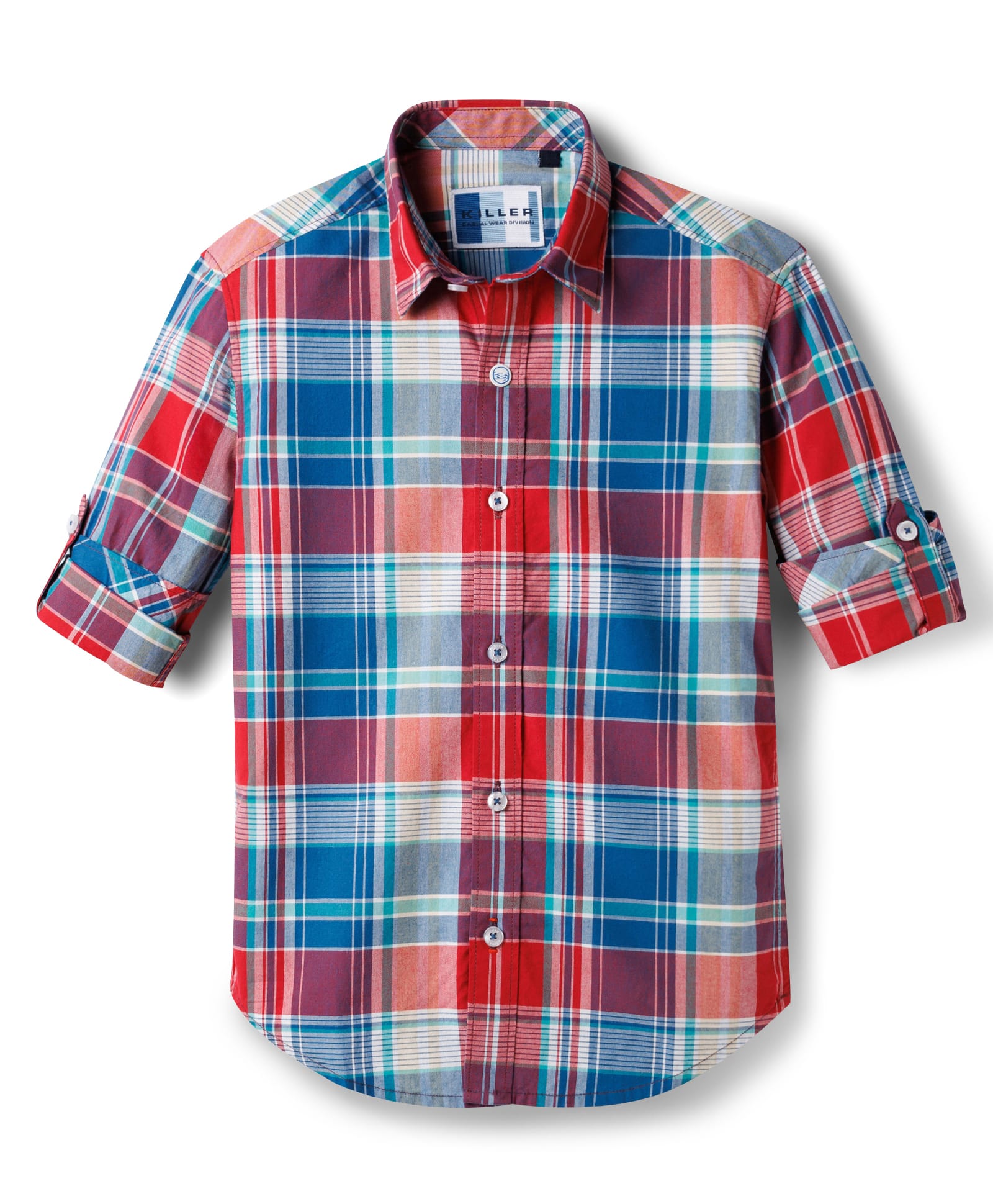 Junior Killer Cotton Woven Full Sleeves Checkered Shirt - Royal Blue-picture-30