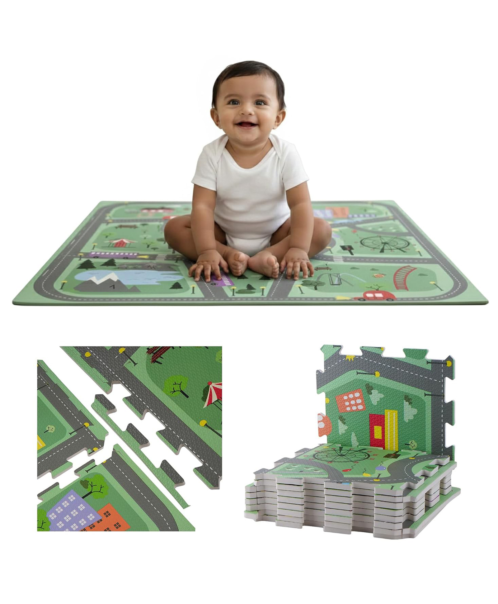 Nuluv Mini Drive Soft Foam Play Mat for Babies Comfortable & Safe Floor Mat-image-10