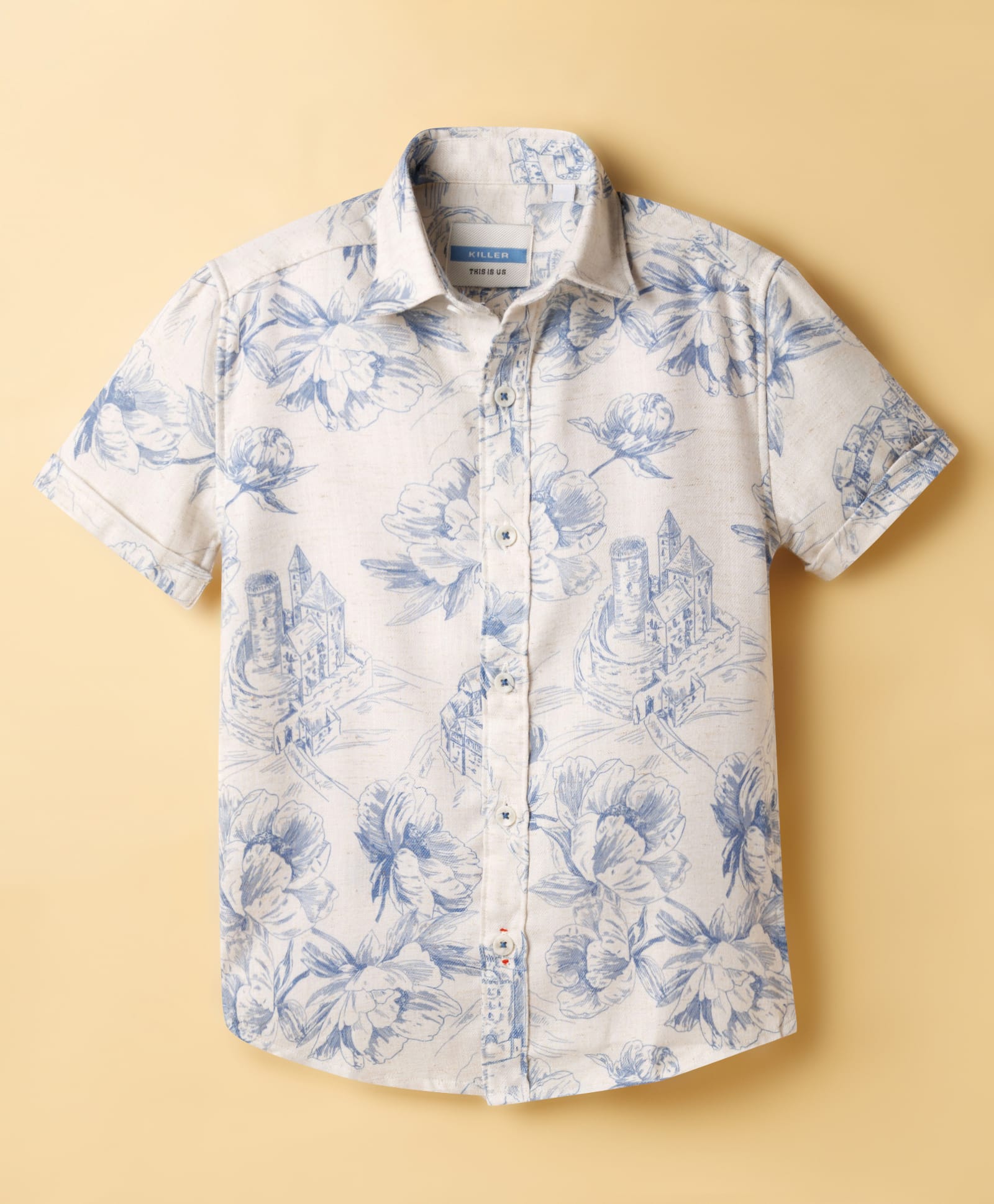Junior Killer Woven Half Sleeves Floral Printed Shirt - Blue-picture-37