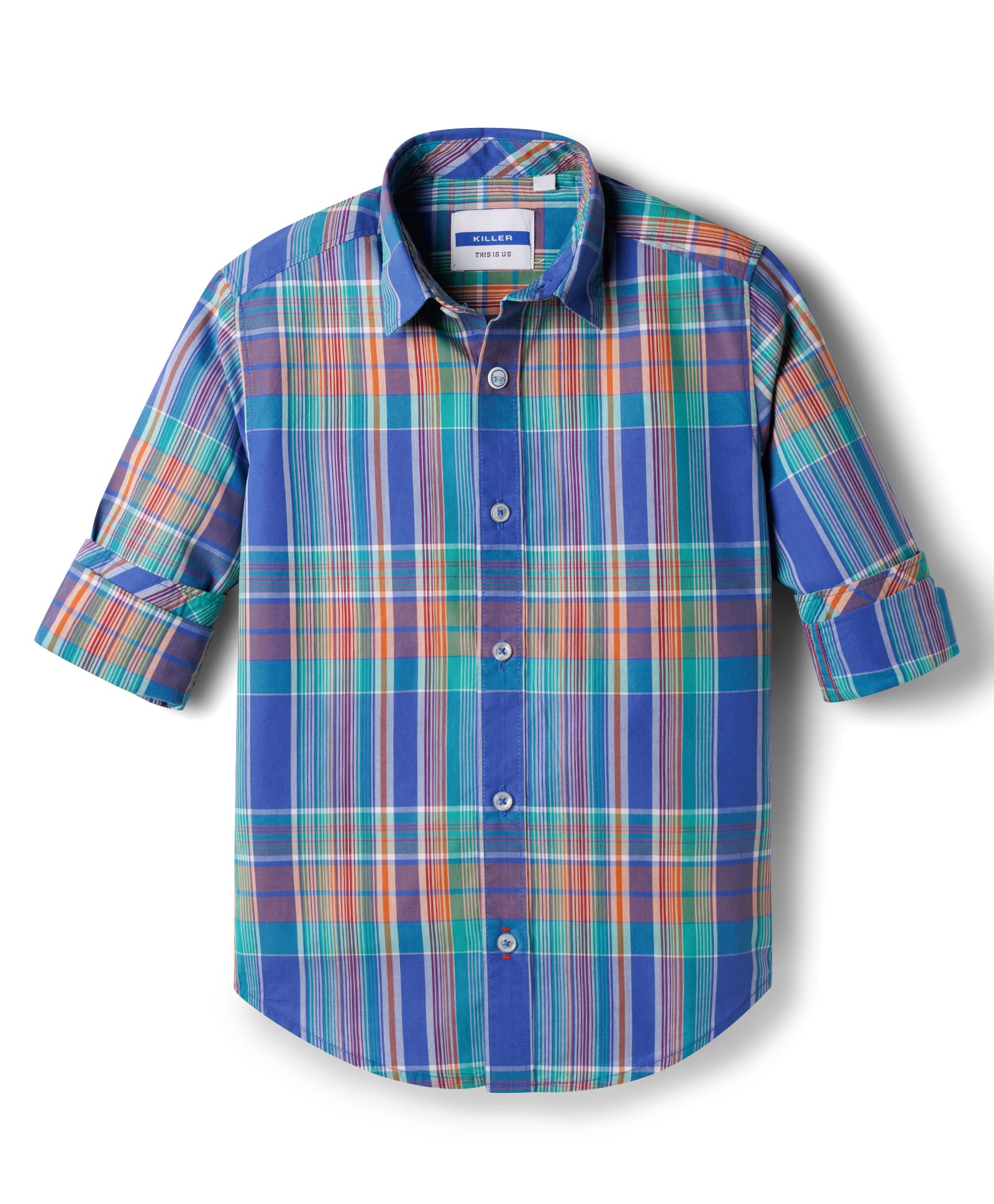 Junior Killer Cotton Woven Full Sleeves Checkered Shirt - Royal Blue-picture-36