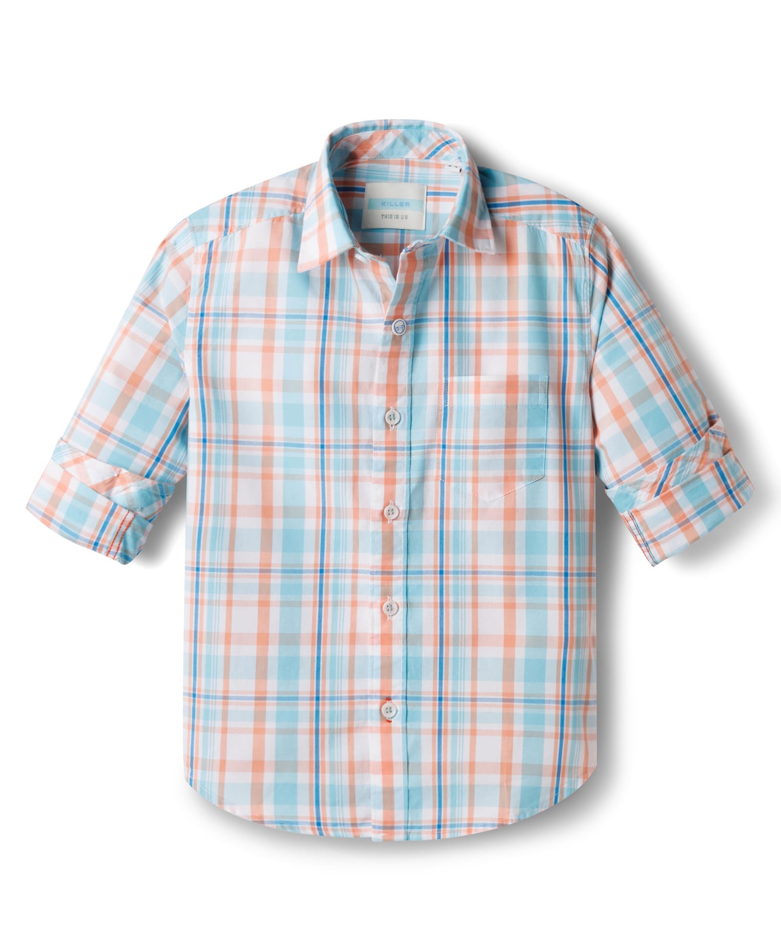 Junior Killer Cotton Woven Full Sleeves Checkered Shirt - Aqua Blue-picture-34