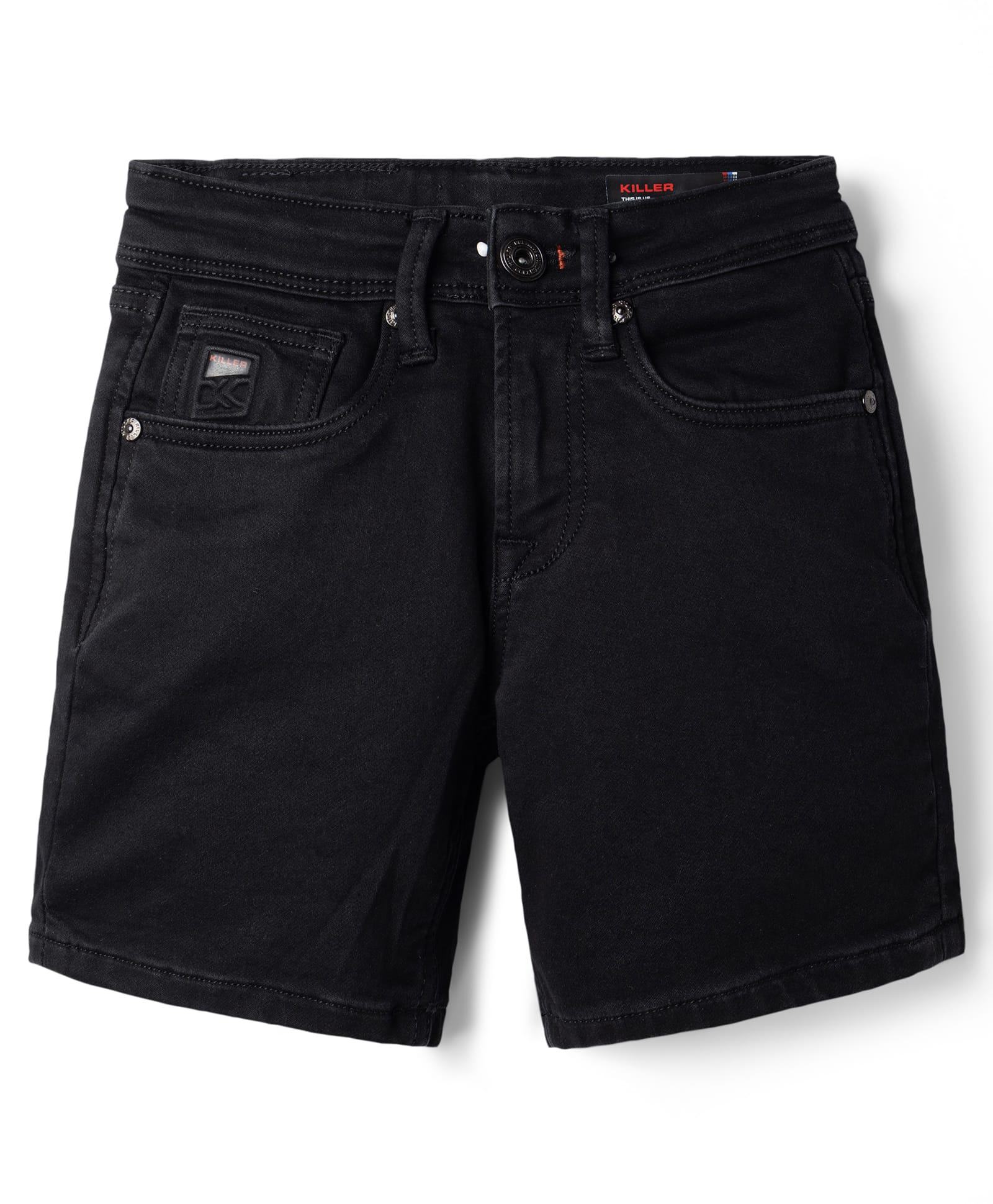 Junior Killer Cotton Above Knee Length Solid Shorts With Stretch - Black-picture-25