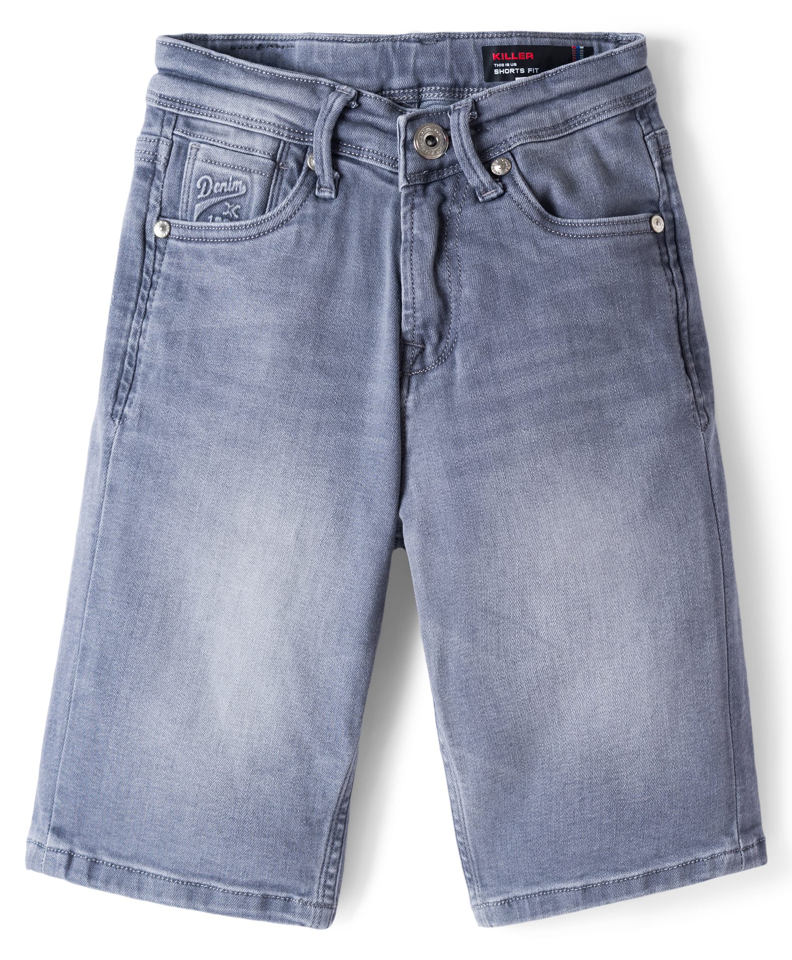 Junior Killer Elastane Blend Knee Length Solid Shorts With Stretch - Grey-image-42