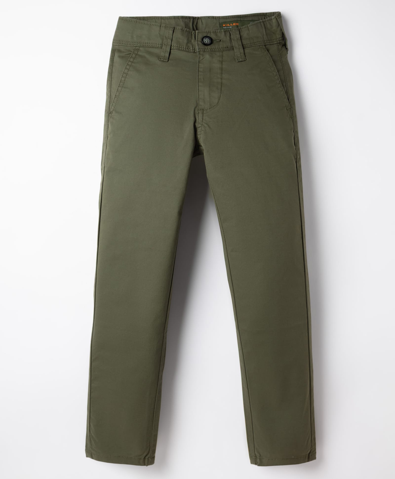 Junior Killer Cotton Lycra Woven Full Length Solid Trouser With Stretch - Olive-picture-17