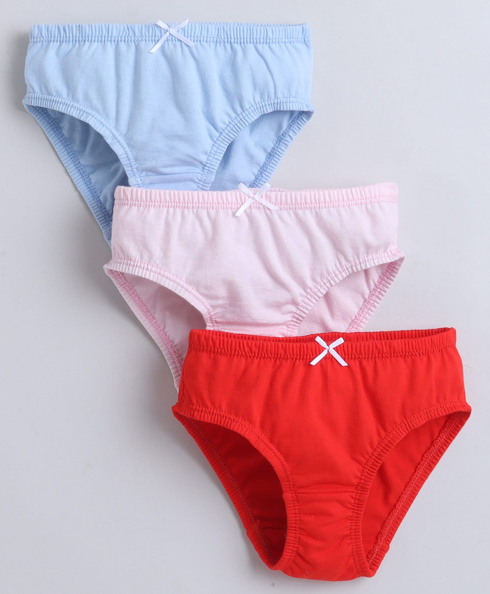 BUMZEE Cotton Knit Pack Of 3 Solid Panties - Red & Sky Blue-image-47