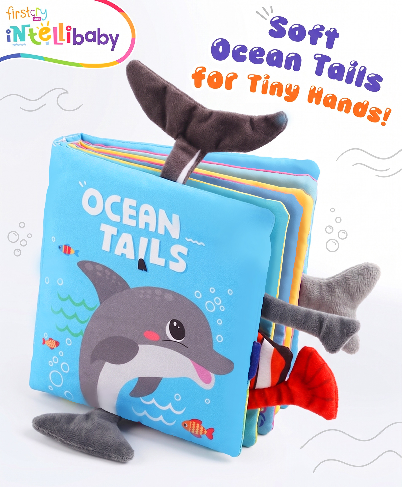 Intellibaby Ocean Tails Sensory Book | Children's Tail Cloth Book | Soft & Safe | Tear Resistant Books | Early Educational Toy for Boys & Girls | Ideal for Gifting-image-26