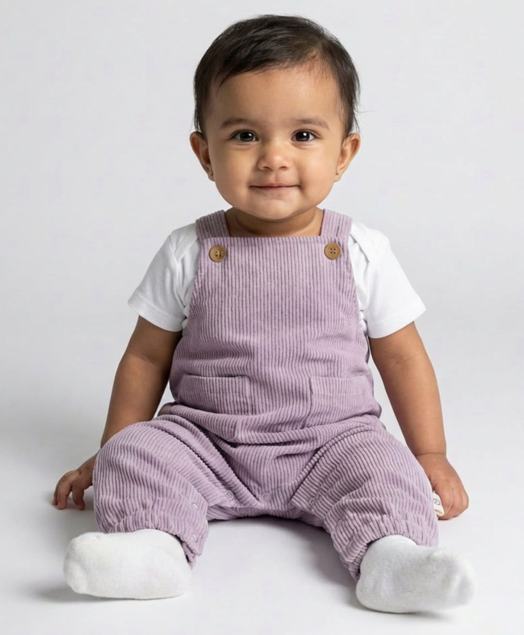 Biglilpeople Cotton Blend Woven Sleeveless Textured Dungaree - Purple-image-14