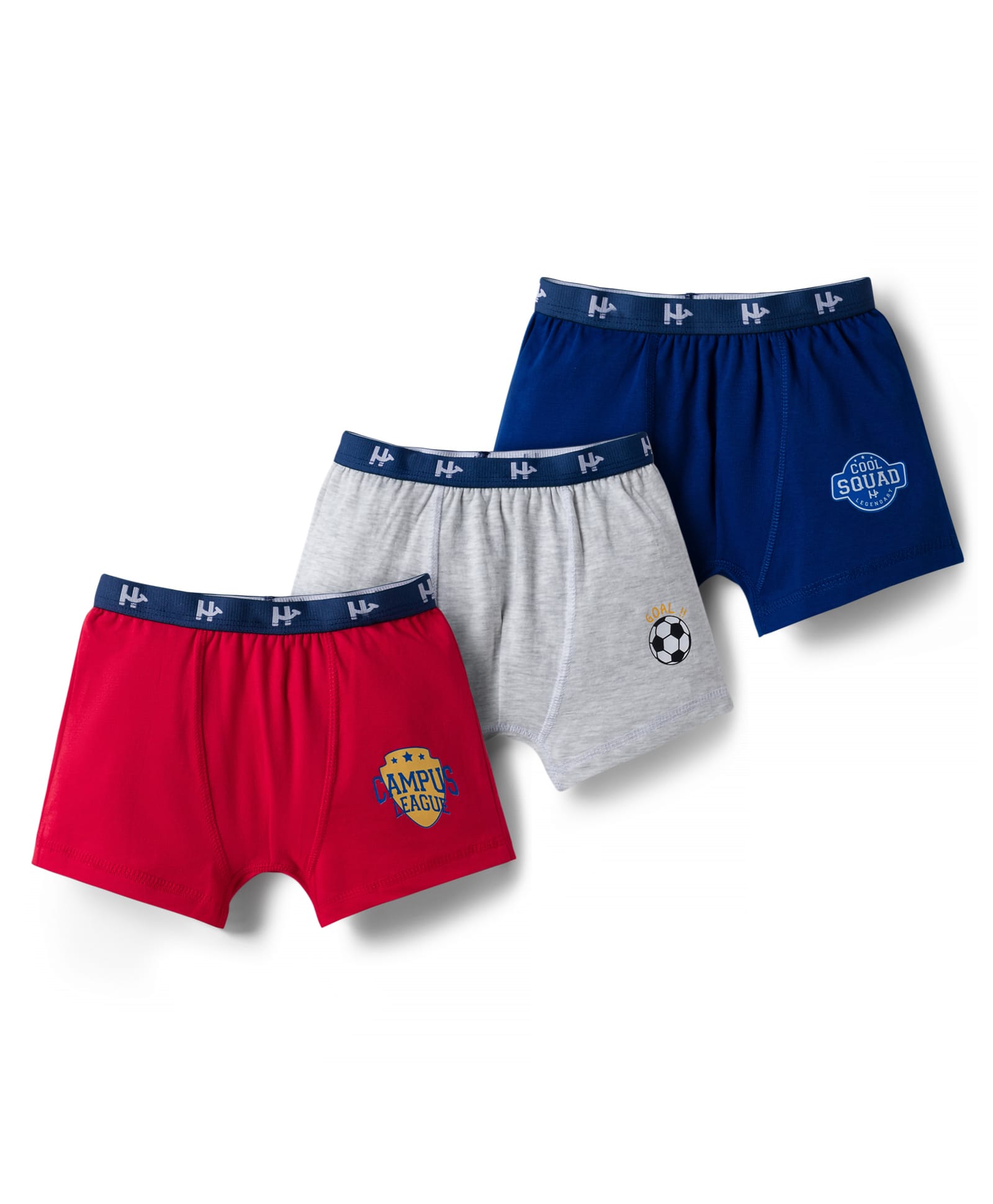 Honeyhap Premium 100% Cotton Elastane Knit With Bio Finish Trunks with Text Print Pack of 3 - High Risk Red Black Beauty & White Melange-picture-39