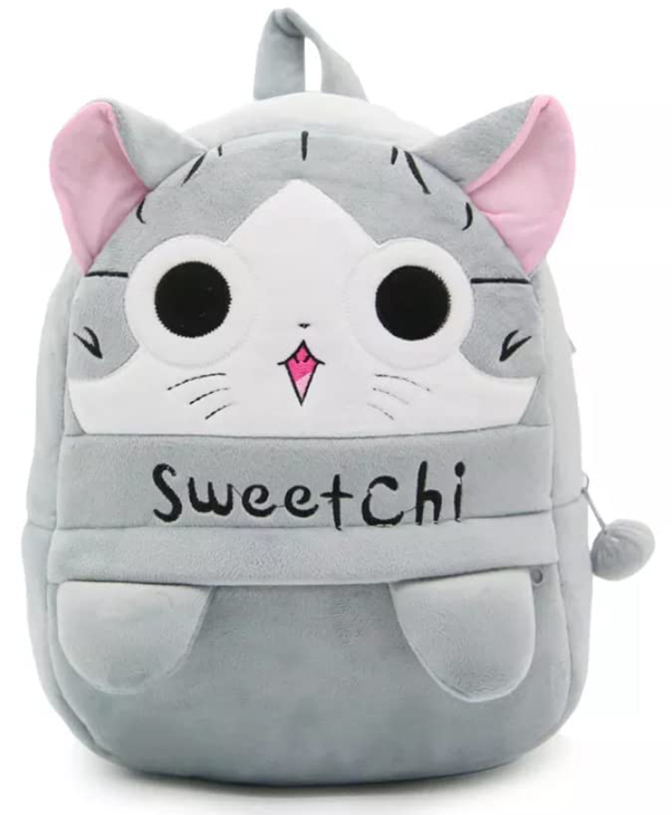 Delicado 14 Inches Premium Quality Soft design Grey Sweetchi shape school Bag for Kids-image-47