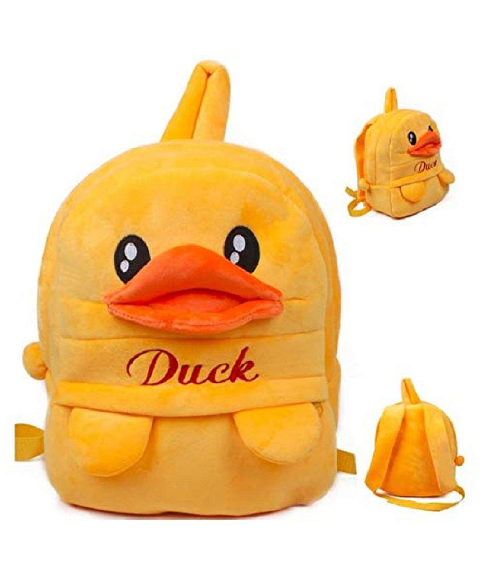 Delicado Height 14 Inches Premium Quality Soft design Yellow Duck shape school Bag for Kids-image-38