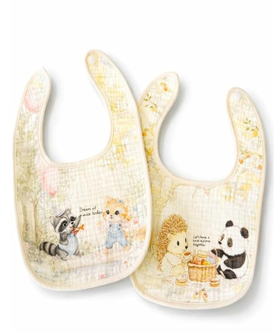 The Little Lookers Muslin Baby Bib (6 Layer Extra Absorbent) (Soft & Lightweight) (Adjustable Button Closure) (Washable & Reusable) (Pack of 2)-image-19