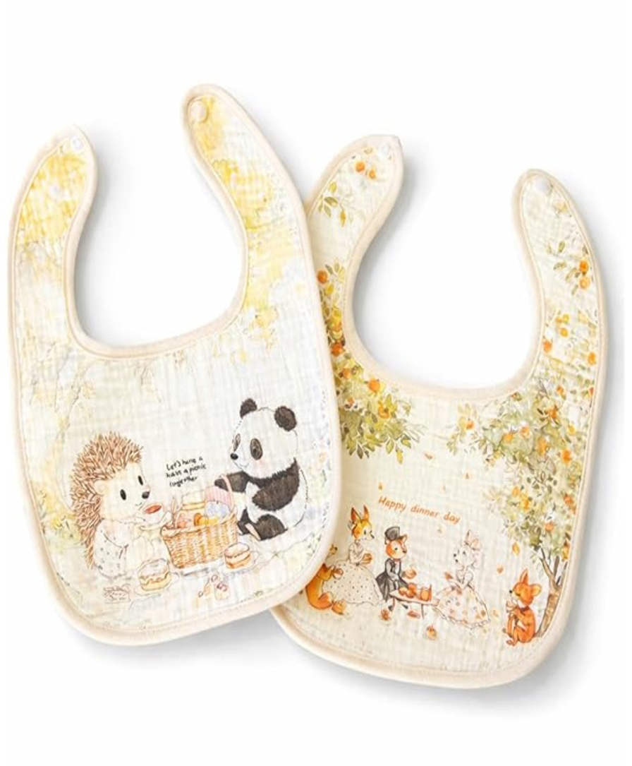 The Little Lookers Muslin Baby Bib (6 Layer Extra Absorbent) (Soft & Lightweight) (Adjustable Button Closure) (Washable & Reusable) (Pack of 2)-image-21