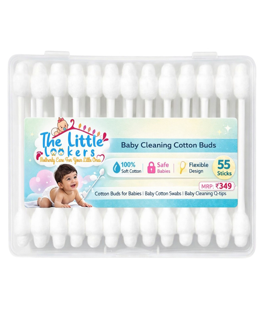 The Little Lookers Baby Safety Cotton Swab Ear Drum Protection Soft Pure Cotton Paper Stick Ear Cleaning - 55 Count-picture-17