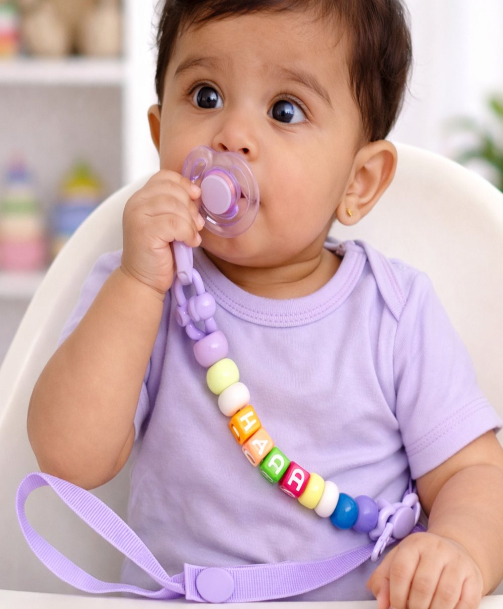 The little lookers Pacifier Clip (Secure Anti Drop Chain) (BPA Free & Soft Beads) (Fits Pacifiers & Teethers) (For Baby Boys & Girls) (Purple) (Pack of 1)-picture-10