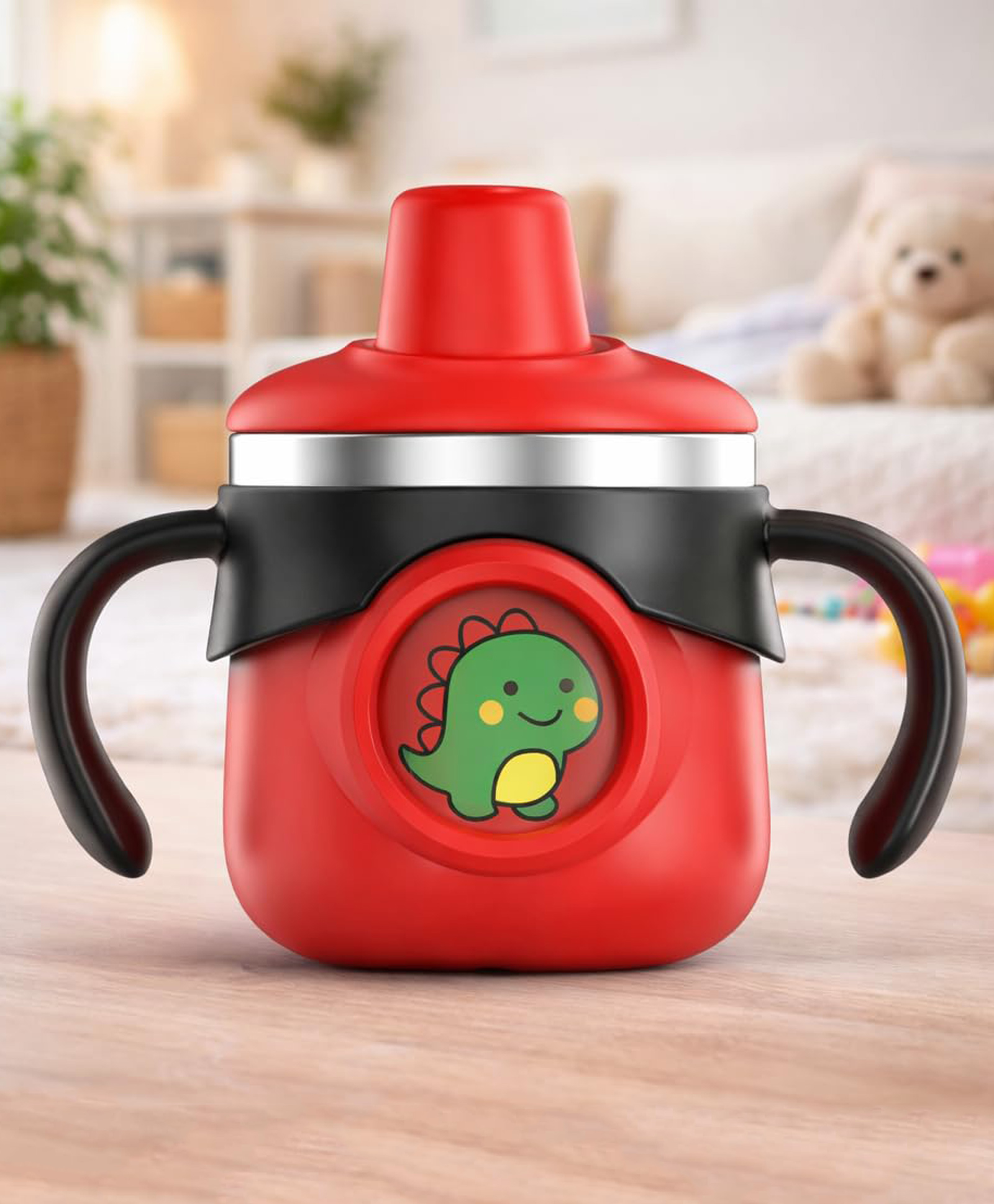 The little lookers (Stainless Steel Sipper Bottle) (Nozzle Indicator, Spill-Resistant, BPA-Free) (260 ml) - (Red)-image-6