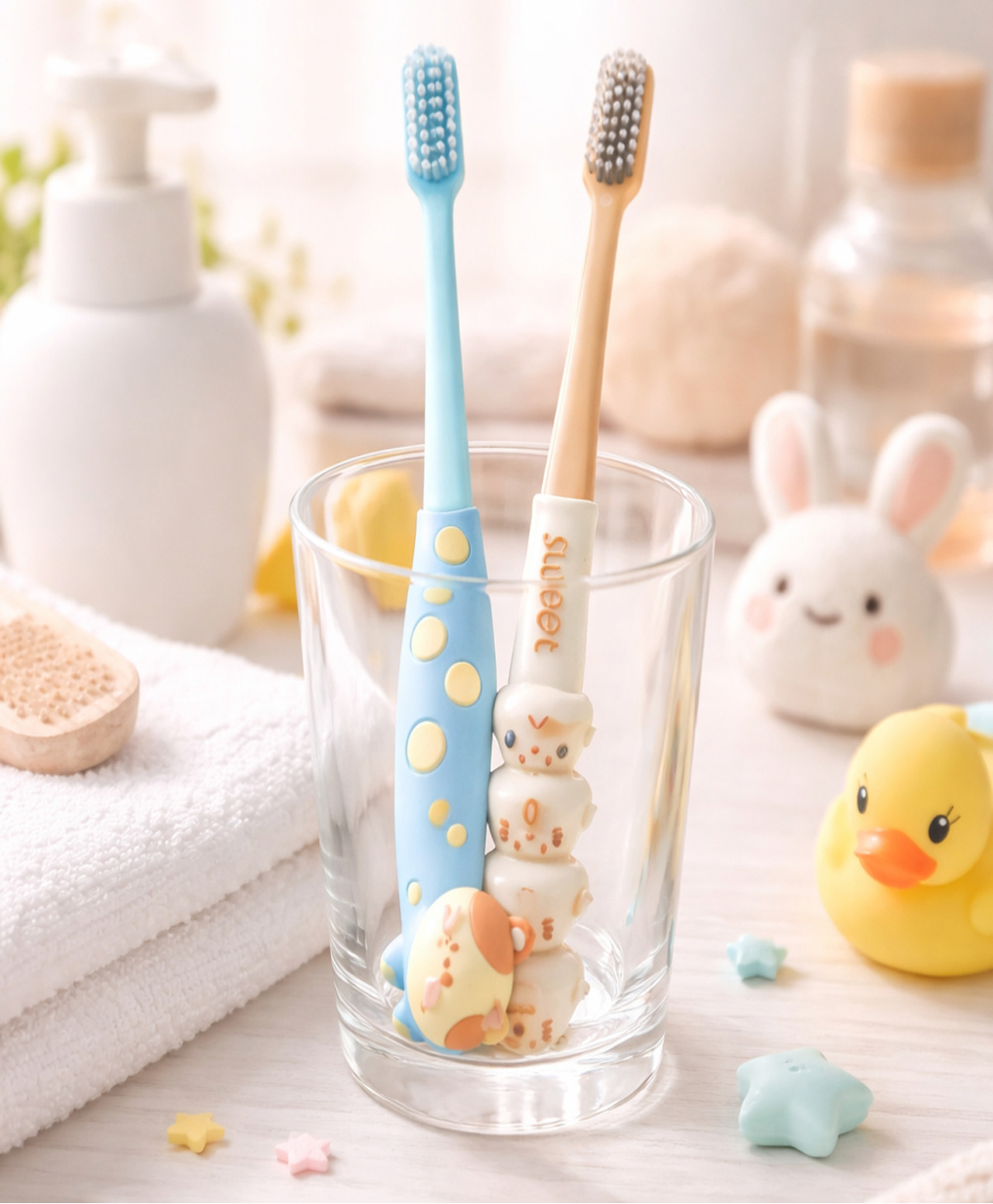 The little lookers Baby Toothbrush Ultra-Soft Bristles, Cartoon Grip for Kids/Babies/Toddlers Pack Of 2 - SkyBlue & Peach-image-15