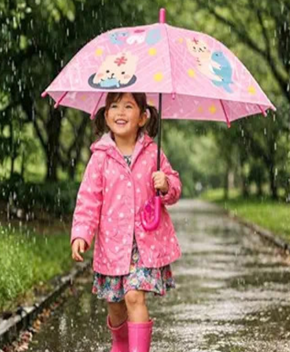The Little Lookers Kitty Designed Umbrella - Pink-picture-25