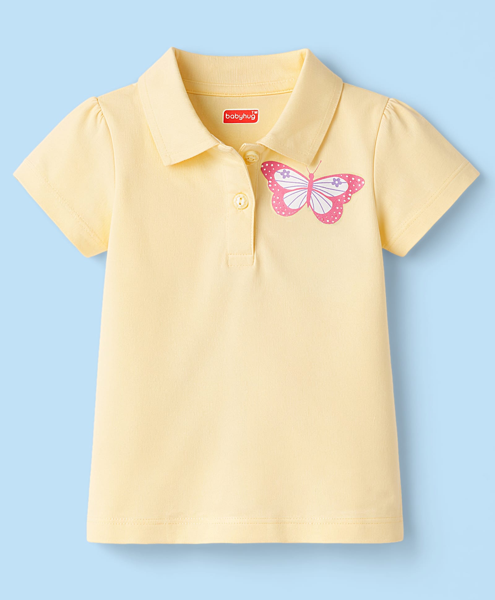 Babyhug Cotton Knit Polo T-Shirt with Butterfly Graphic Multi Color 18-24 Months-image-34