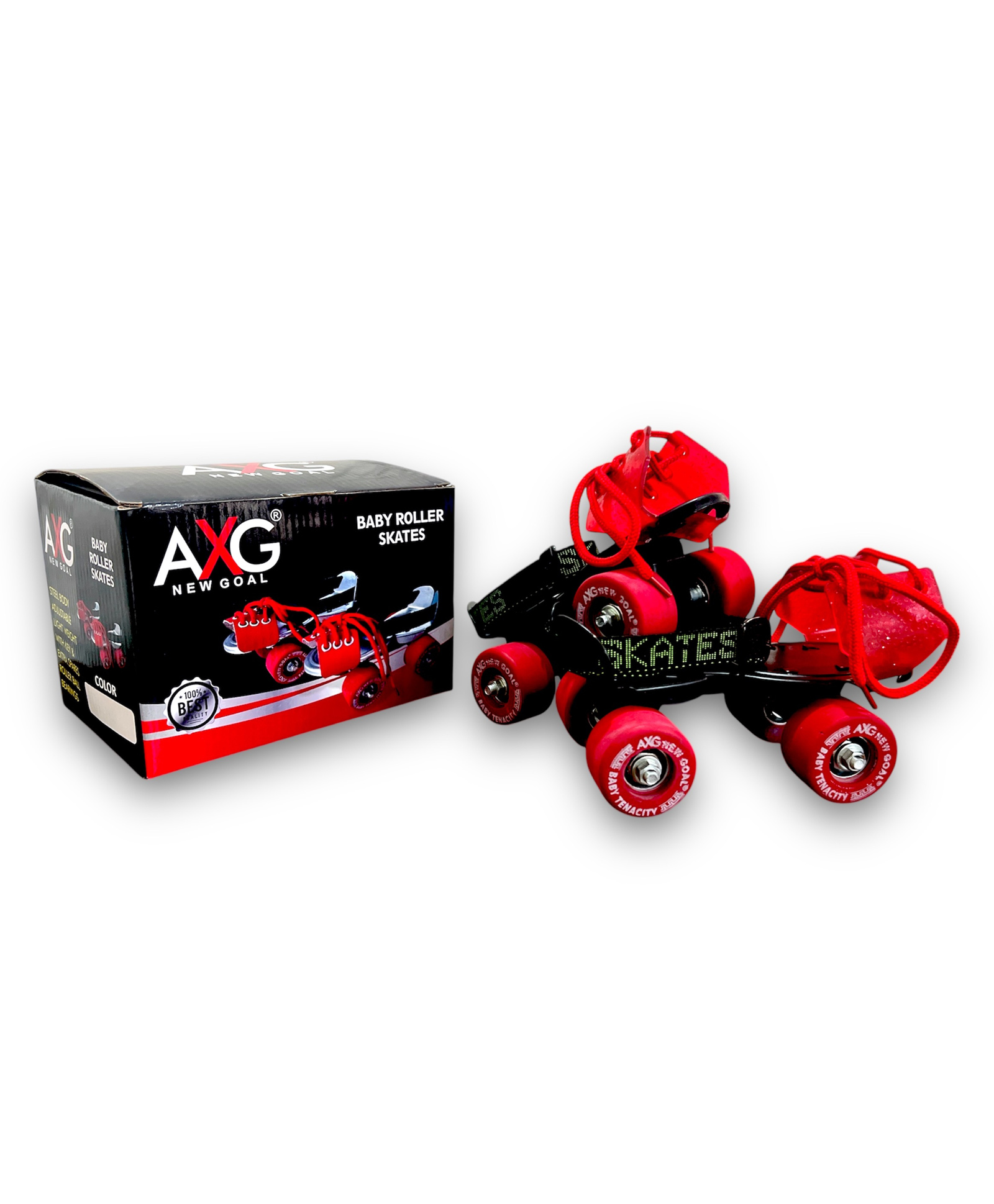 AXG New Goal Baby Tenacity Age 3 to 8 Quad Roller Skates - Size 11 Kids to 3 UK - Multicolor-picture-16