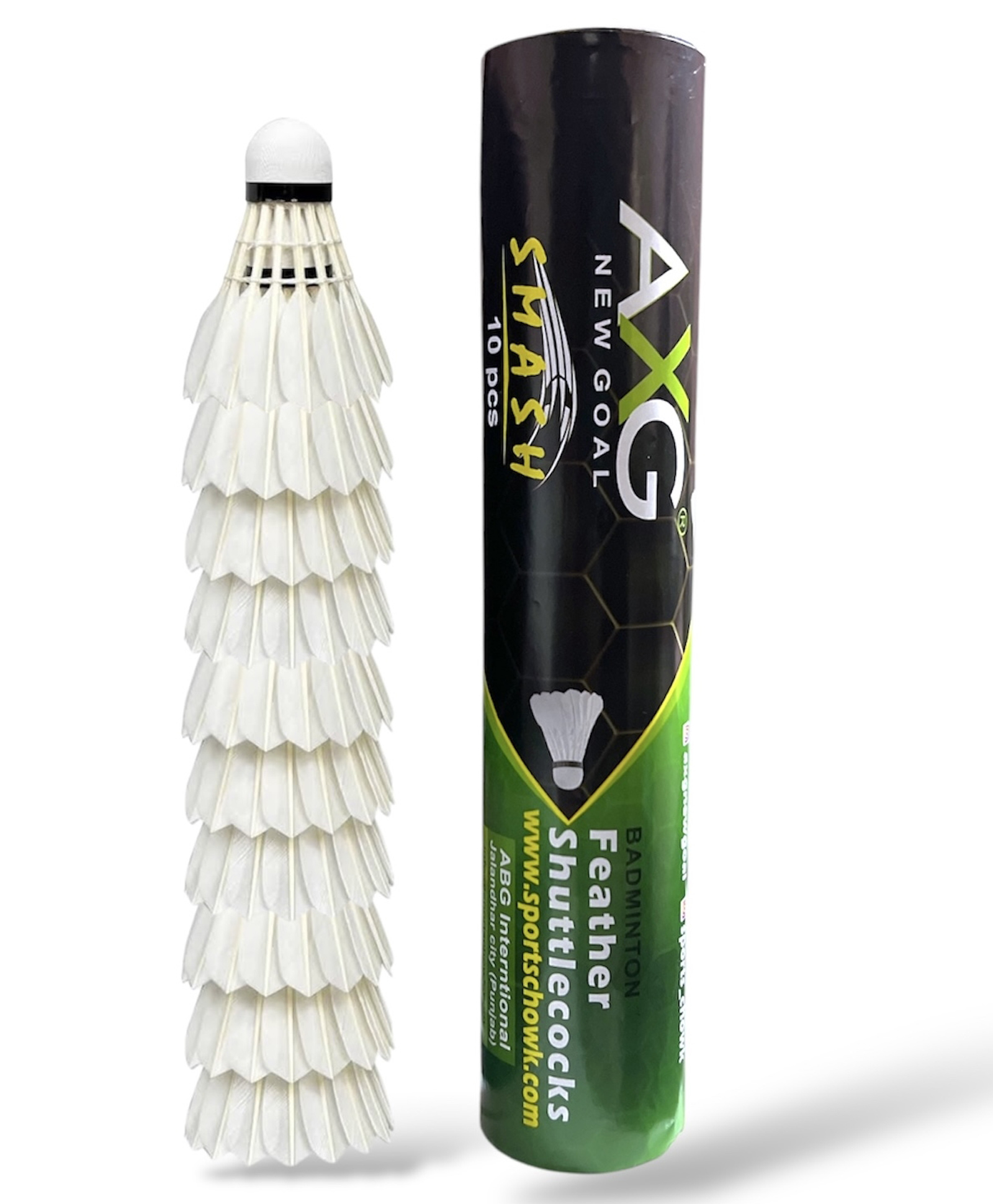 AXG New Goal Smash Basic Feather Shuttle - White (Medium Fast, 78, Pack of 10)-image-43