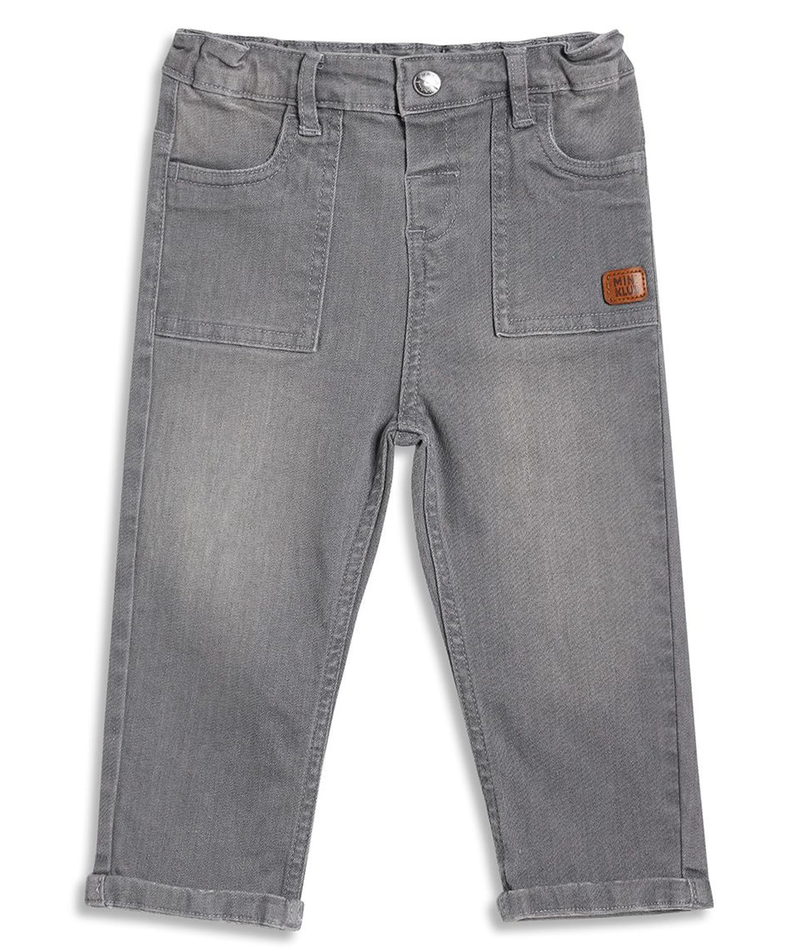 MINI KLUB Cotton Blend Woven Brand Patch Detailed Mild Washed Jeans - Grey-image-11