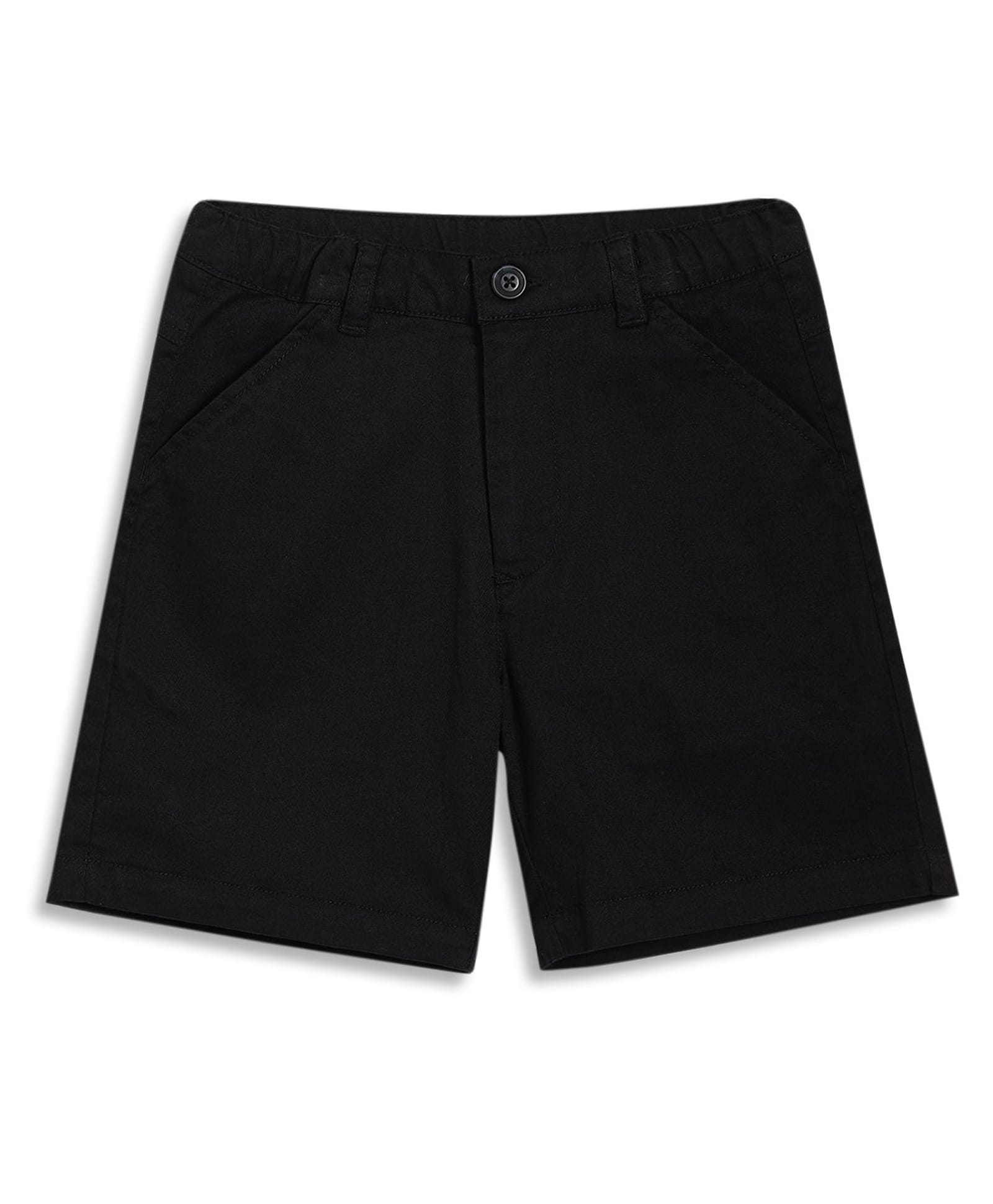 MINI KLUB Cotton Blend Knit Solid Shorts - Black-image-23