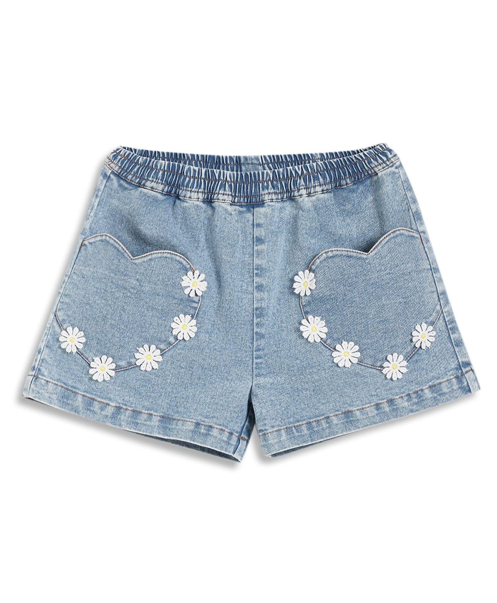 MINI KLUB Cotton Knit Floral Embroidered Shorts - Blue-picture-28