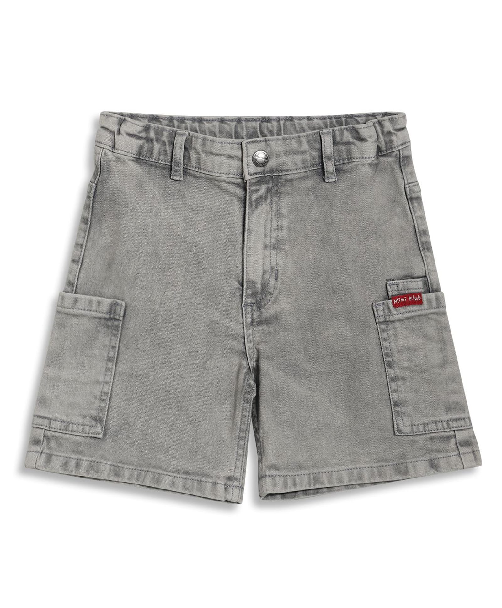 MINI KLUB Cotton Blend Knit Mild Washed Shorts - Grey-picture-29