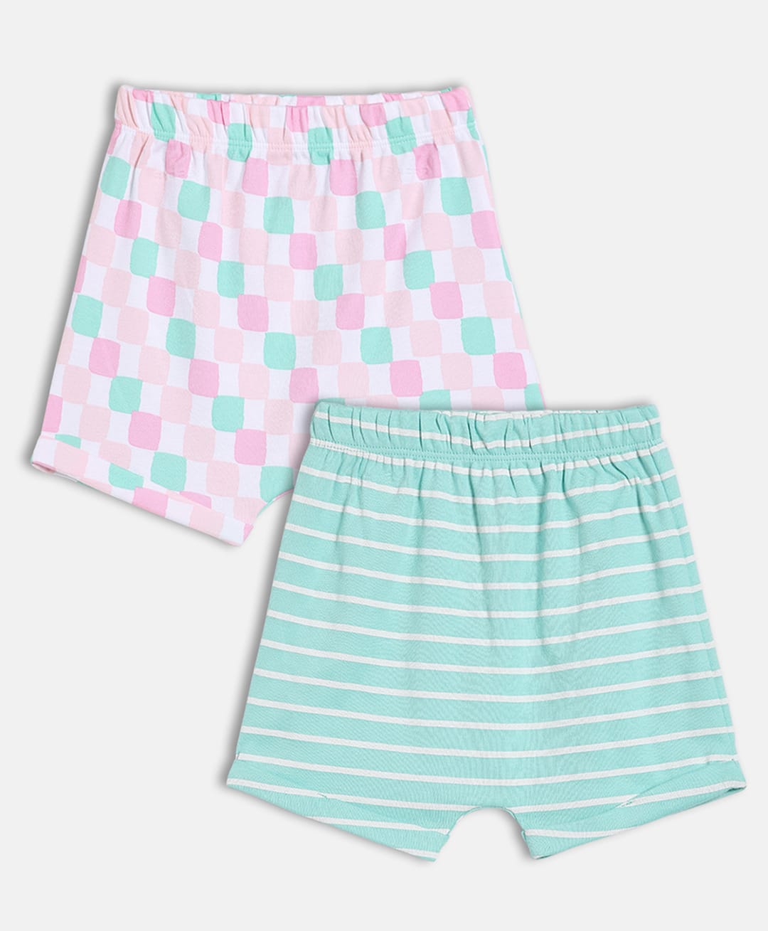 MINI KLUB Cotton Woven Pack Of 2 Checked & Striped Shorts - White & Blue-picture-24