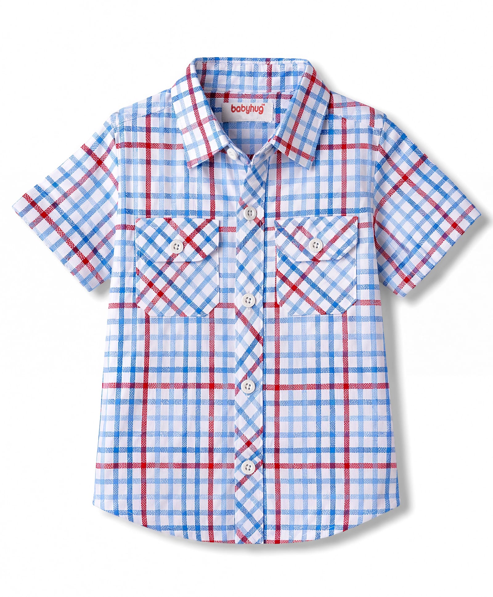Babyhug Cotton Woven Shirt Half Sleeve Regular Collar Checks Multi Color 12-18 Months-image-25
