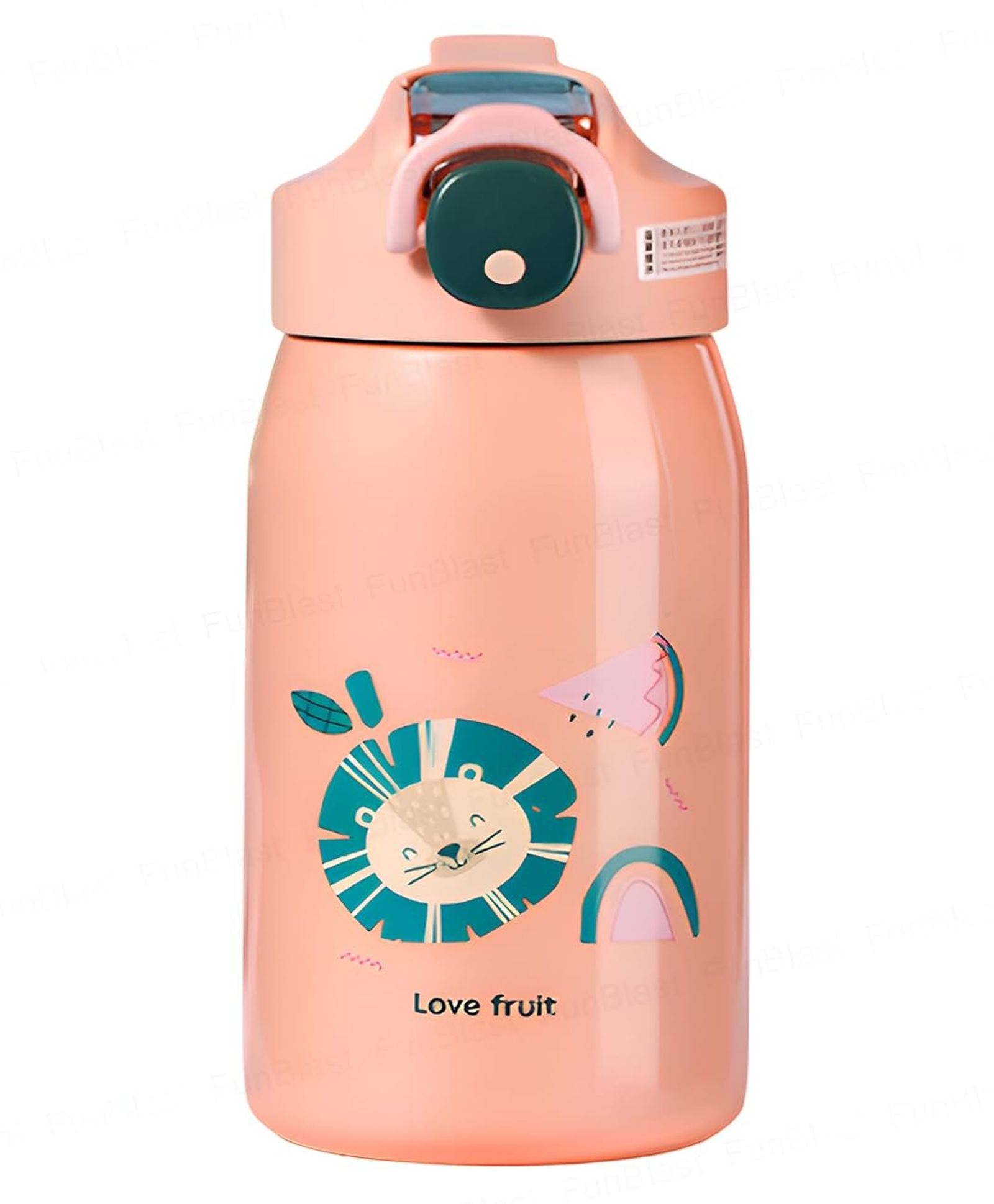 FunBlast Cartoon Design Insulated Stainless Steel Water Bottle for Kids 400 ml Pack of 1 (Peach)-image-16