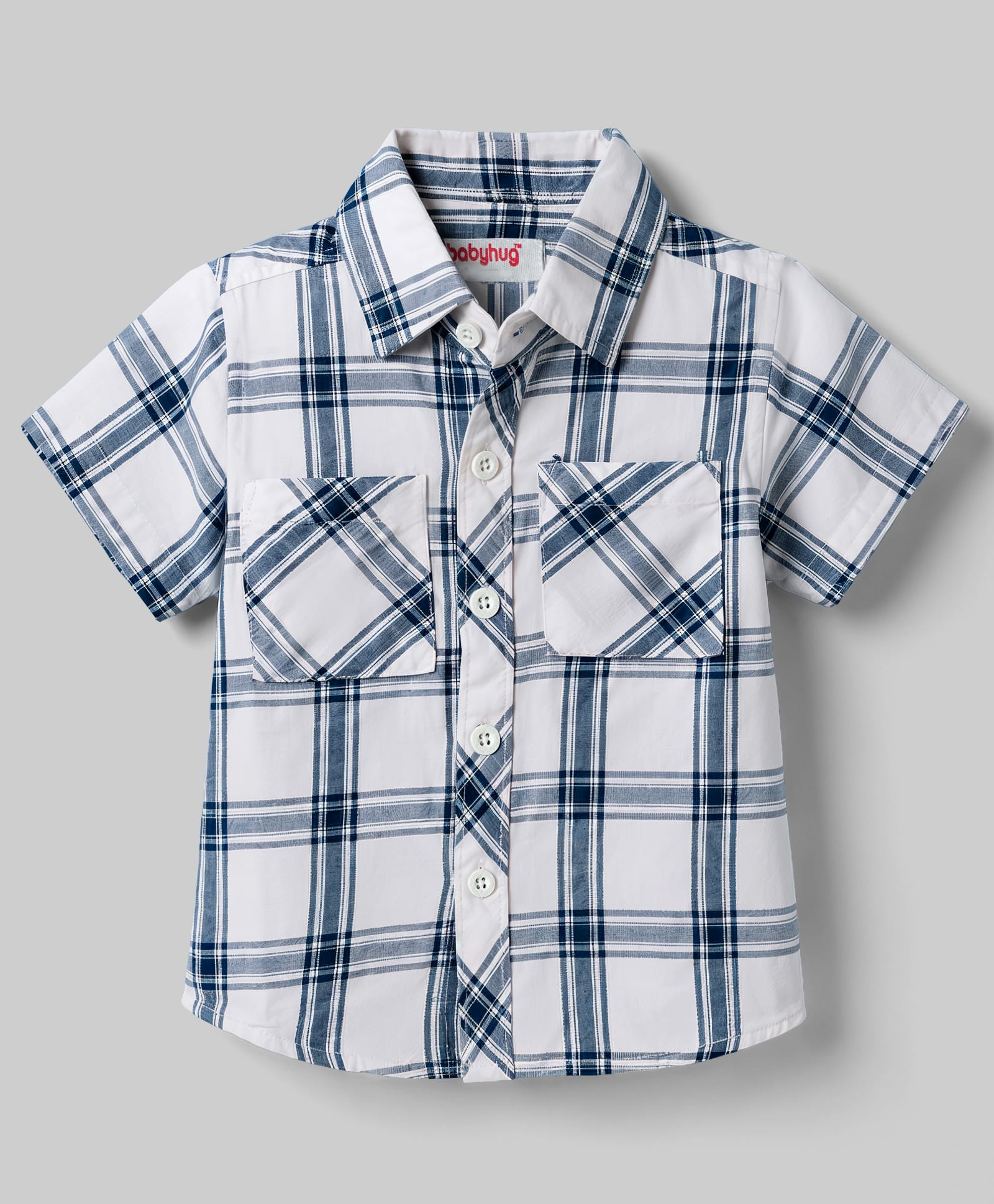 Babyhug Cotton Woven Shirt Half Sleeve Regular Collar Check Blue 5-6 Years-image-33