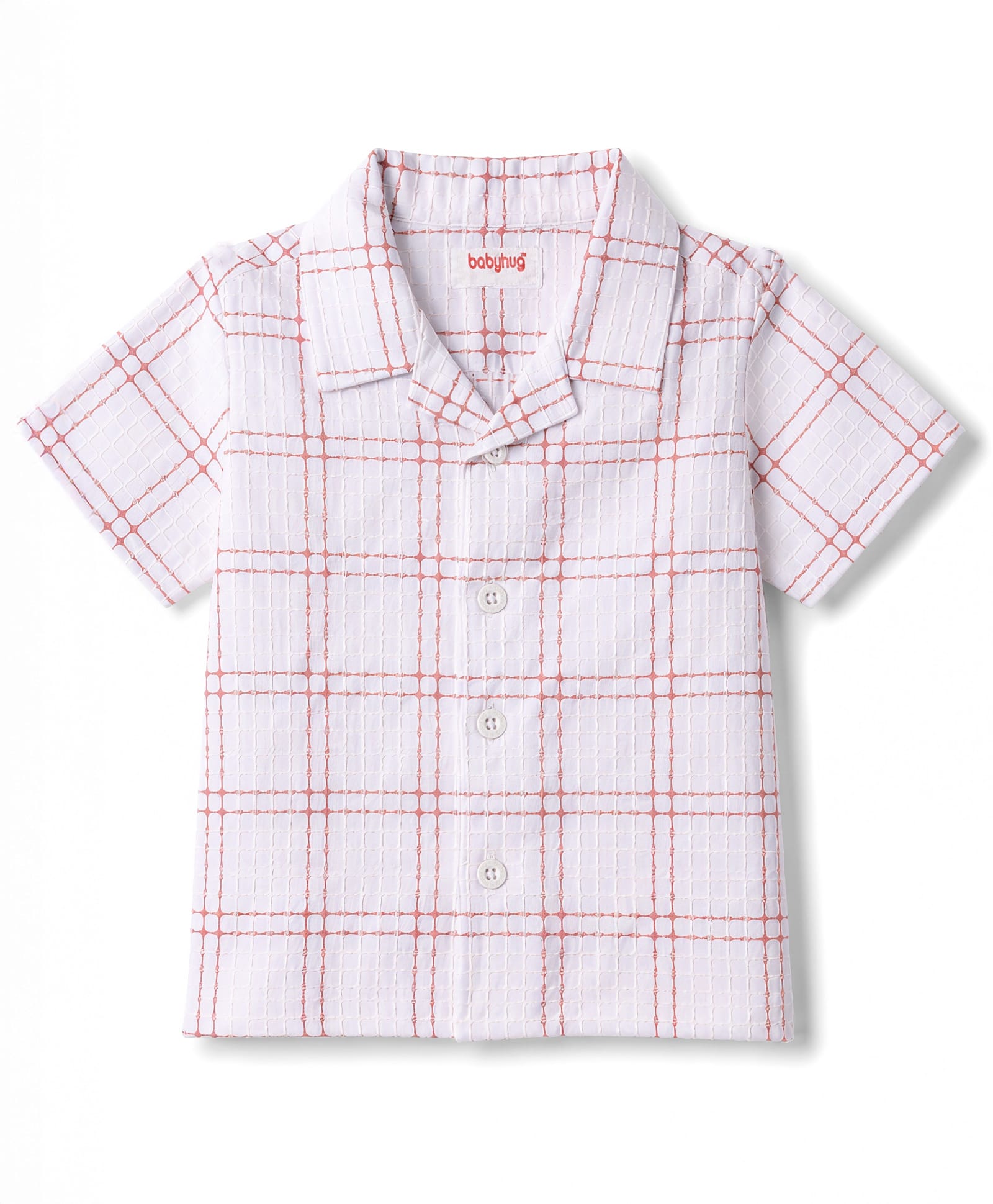 Babyhug Cotton Woven Shirt Half Sleeve Resort Collar Check White 12-18 Months-image-49