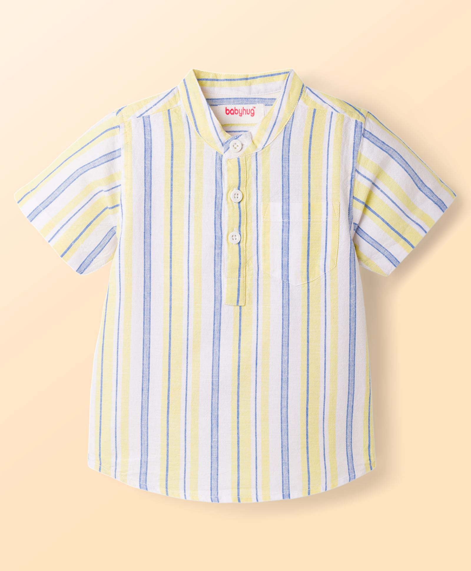 Babyhug Cotton Woven Shirt Half Sleeve Mandarin Collar Stripe Multi Color 18-24 Months-image-28