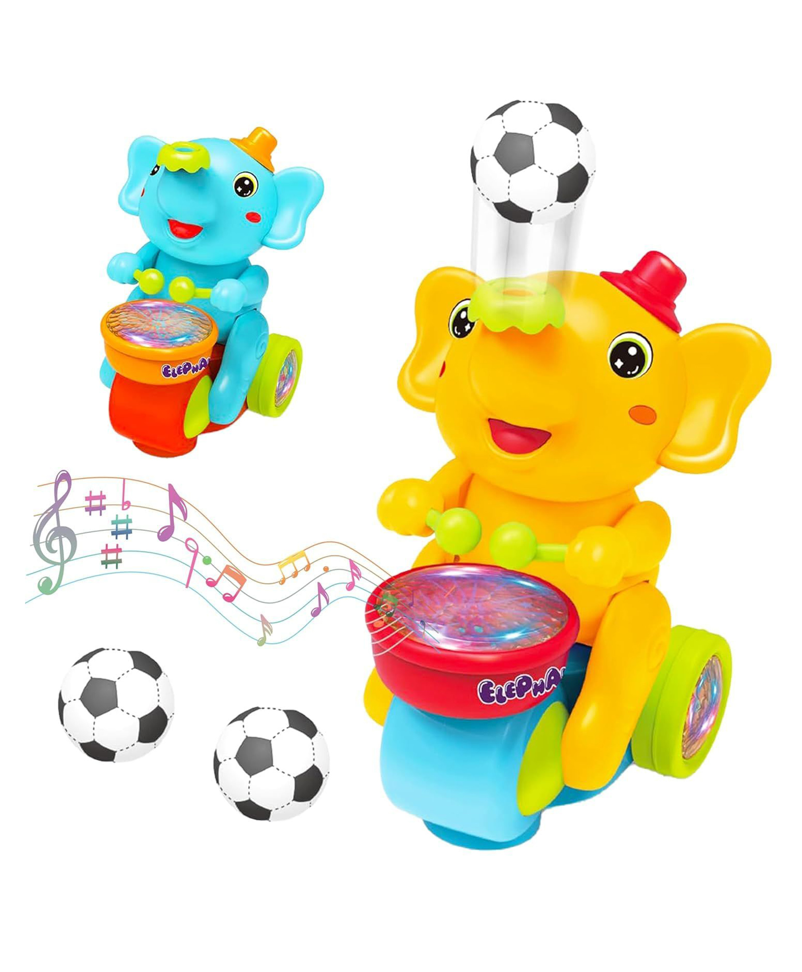 SANJARY Musical Elephant Ball Blowing Toy with Lights and Drum Sounds, Automatic Rolling Baby Toddler Interactive Learning Gift - Color May Vary-image-23