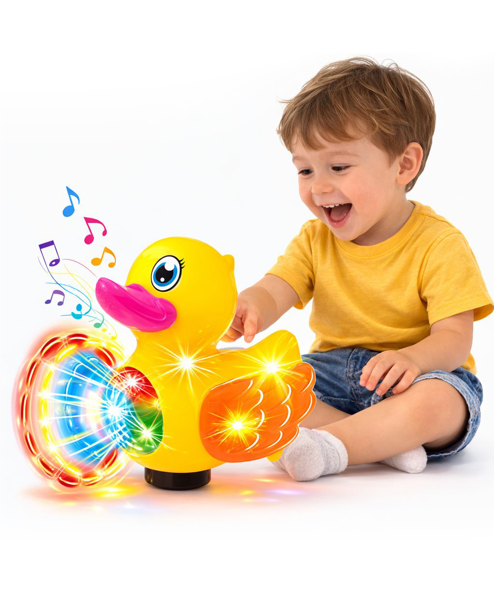 Sanjary Dynamic Little Duck Musical Toy with Flashing LED Lights, Spinning Wheel, Dancing Action, Interactive Educational Toy Gift for Kids - Color & Design May Vary-image-41