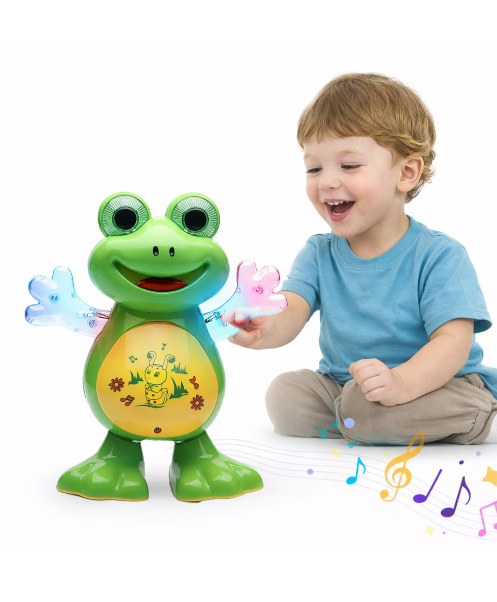 SANJARY Dancing Frog Musical Toy with Flashing LED Lights, Moving Hands, Interactive Educational Learning Toy Gift for Babies Toddlers Kids - Color & Design May Vary-image-28