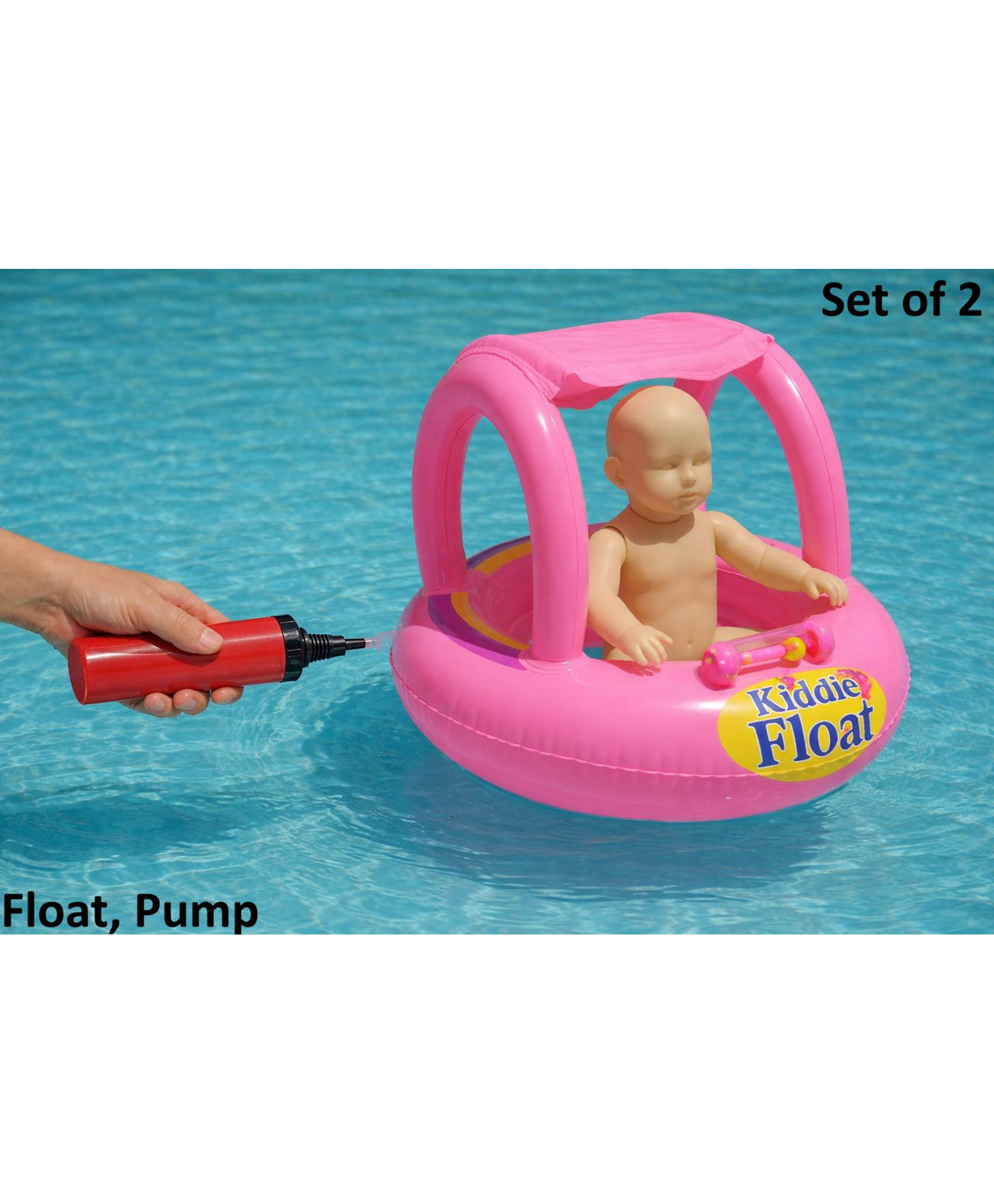 SANJARY Set of 2 Inflatable Baby Pool Float Seat with Sunshade Canopy, Toddler Swim Ring with Hand Pump, Safe Summer Swimming Trainer Toy color design may vary-image-48