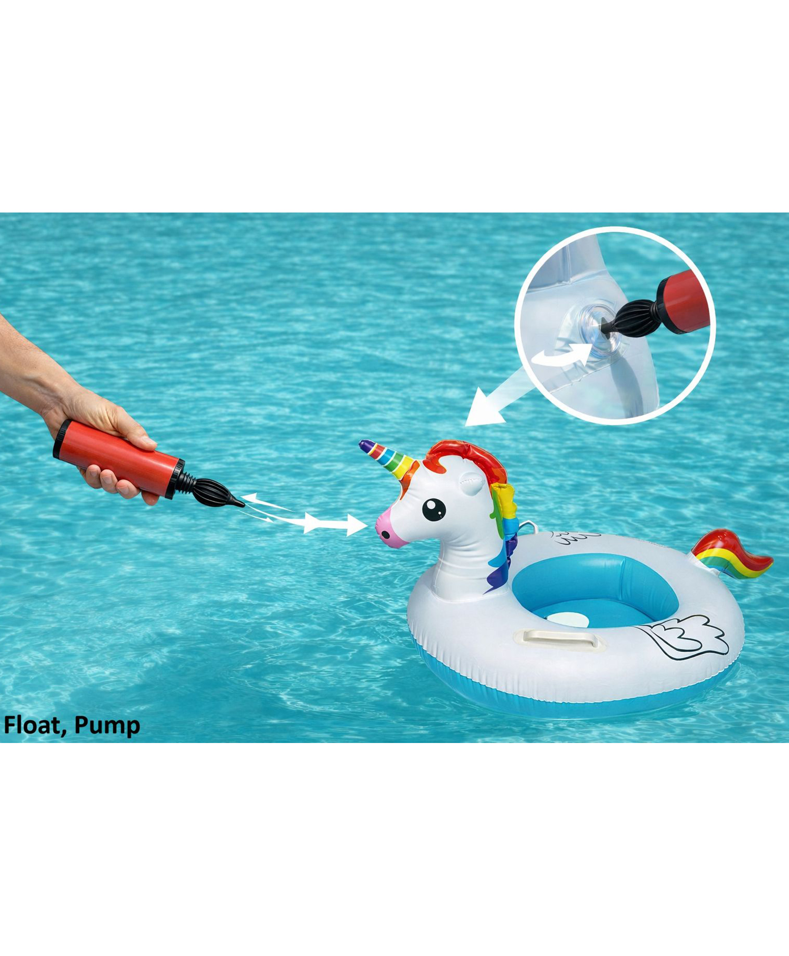 Sanjary Inflatable Unicorn Baby Pool Float with Pump, Rainbow Kids Swimming Ring Seat, Toddler Water Float Toy for Summer Pool Fun - Color & Design May Vary-image-35